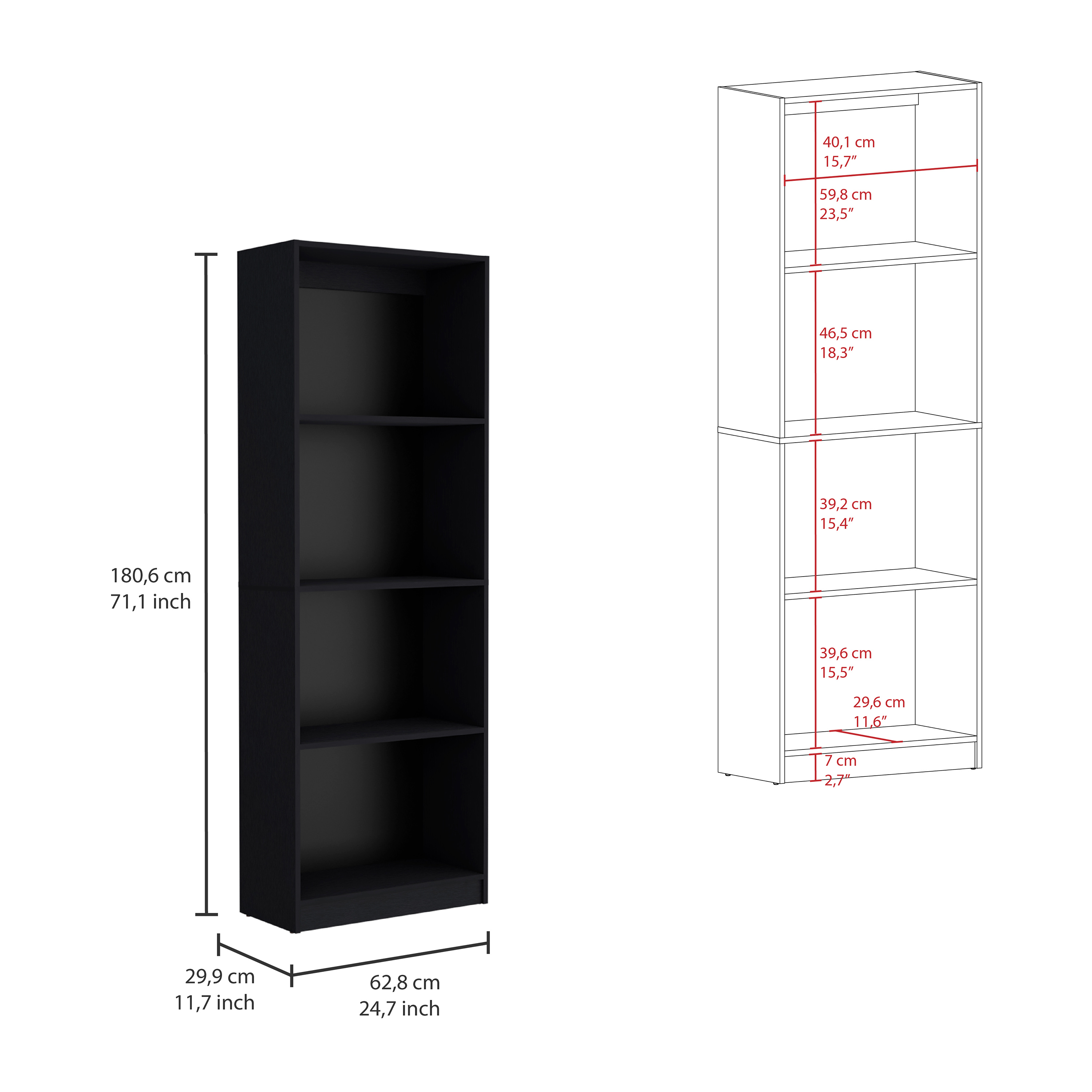 Poole 3 Piece Home Bookcase set, 67" Wide with 12 Shelves and Two-Door Cabinet ,  Living Room Set Set  Black