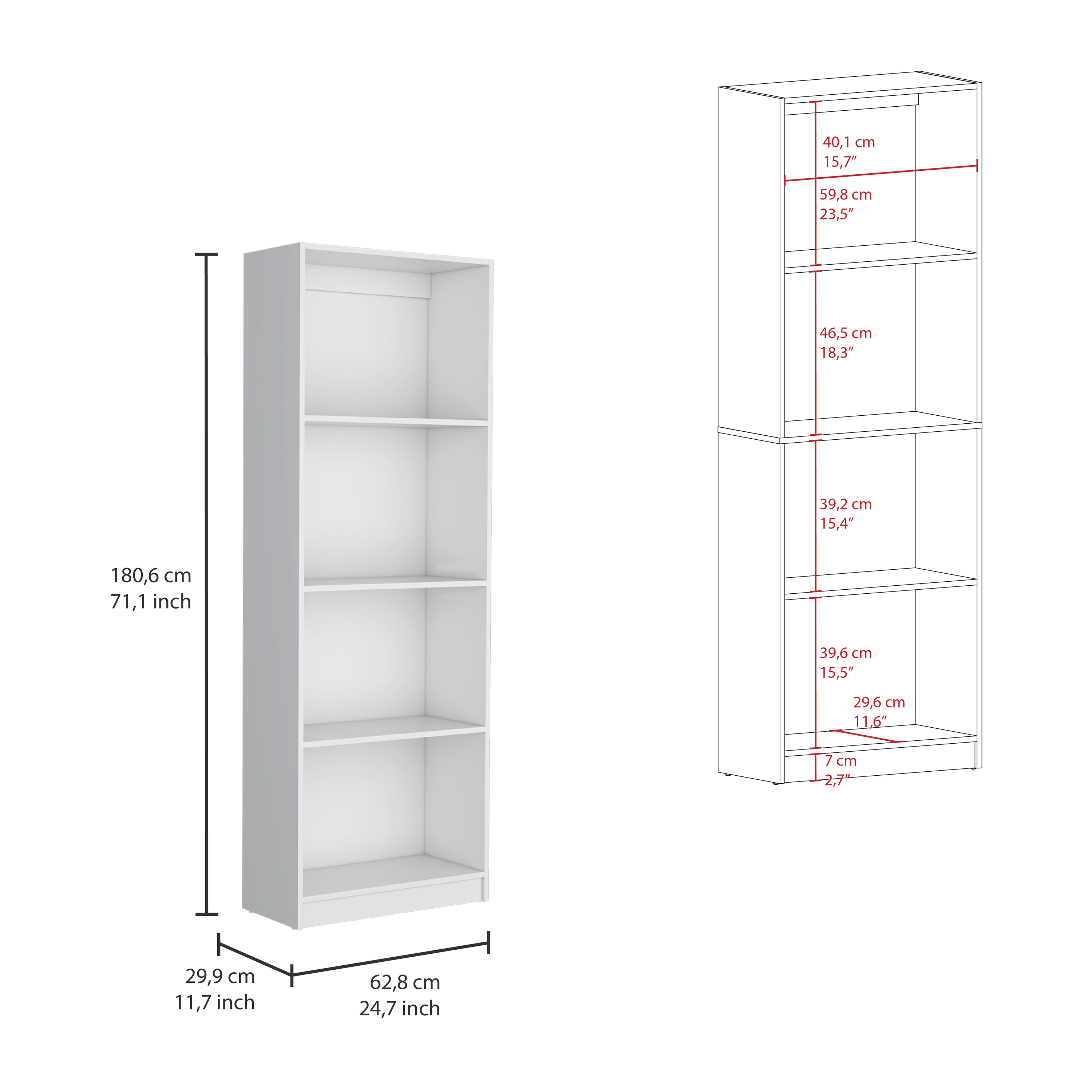 Davie 3 Piece Home Bookcase set, 60" Wide with 14 Shelves ,  Living Room Set Set  White