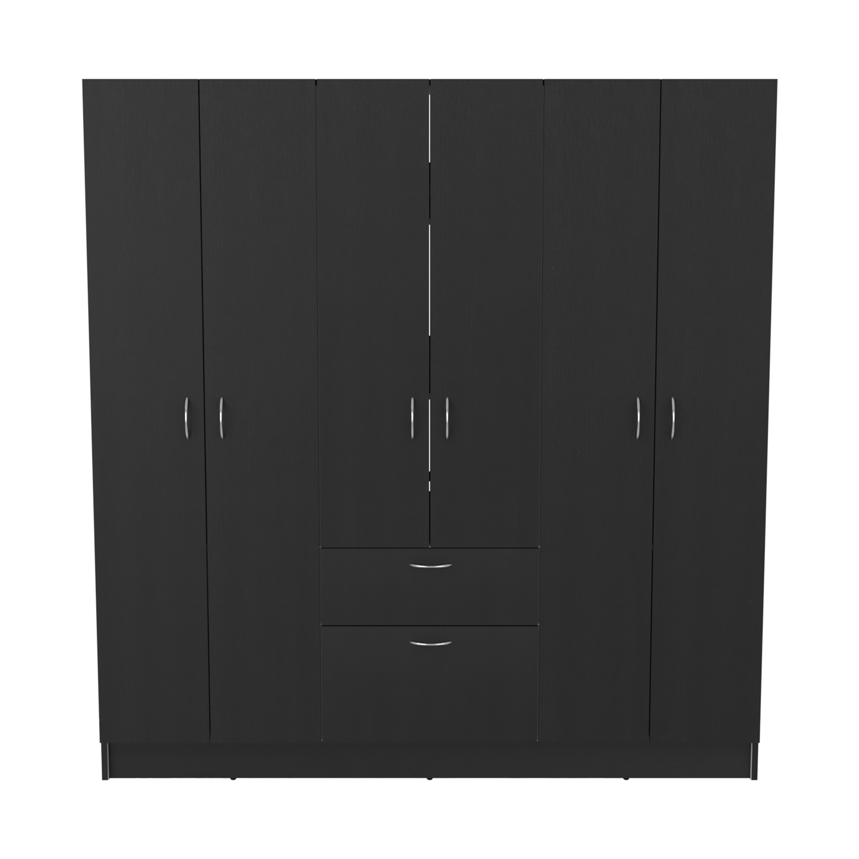 Mitu Six Doors Armoire, Seven Interior Shelves, One Drawer, Rod Black / White