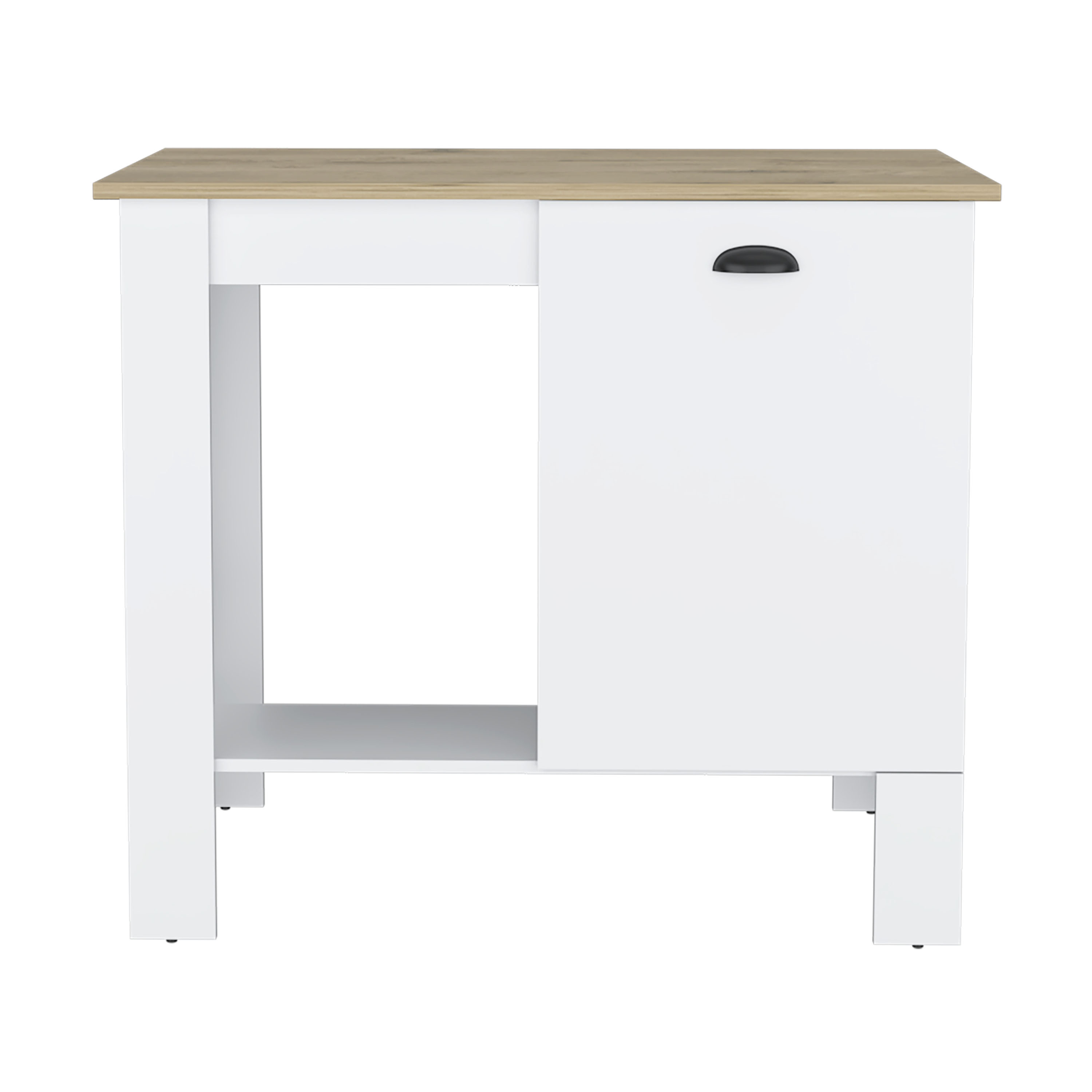 Atenea Kitchen Island, Single Door Cabinet, Shelf White / Macadamia