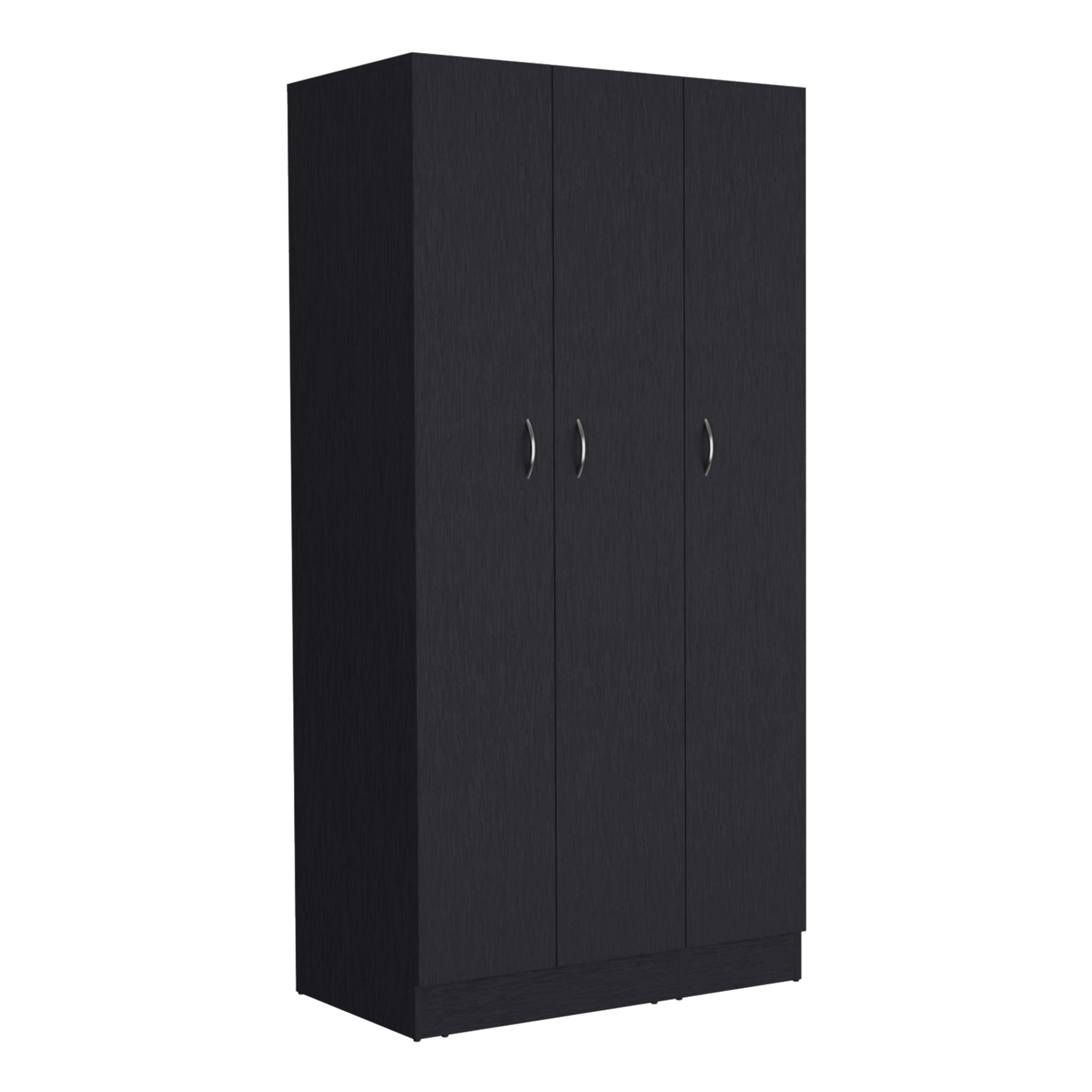 Ohio Armoire Wardrobe with 3-Doors, 2-Drawers, and 4-Tier Shelves Black