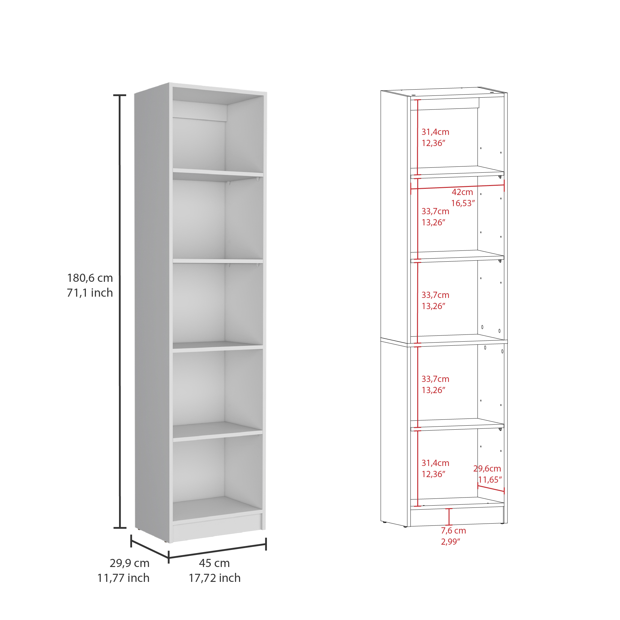 Davie 3 Piece Home Bookcase set, 60" Wide with 14 Shelves ,  Living Room Set Set  White