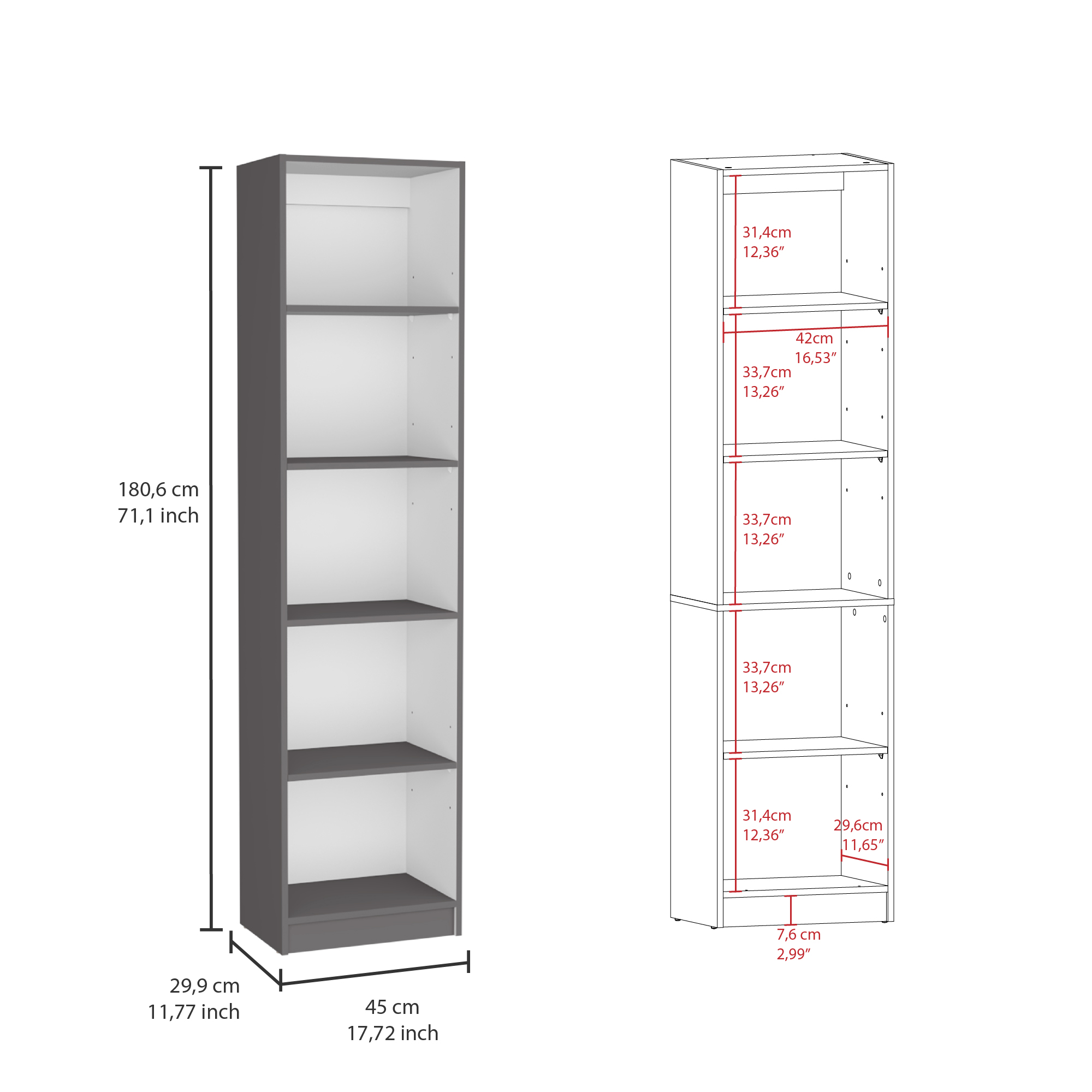 June 3 Piece Home Bookcase set, 60" Wide with 13 Shelves and 2-door Cabinet ,  Living Room Set  Matt Gray / White