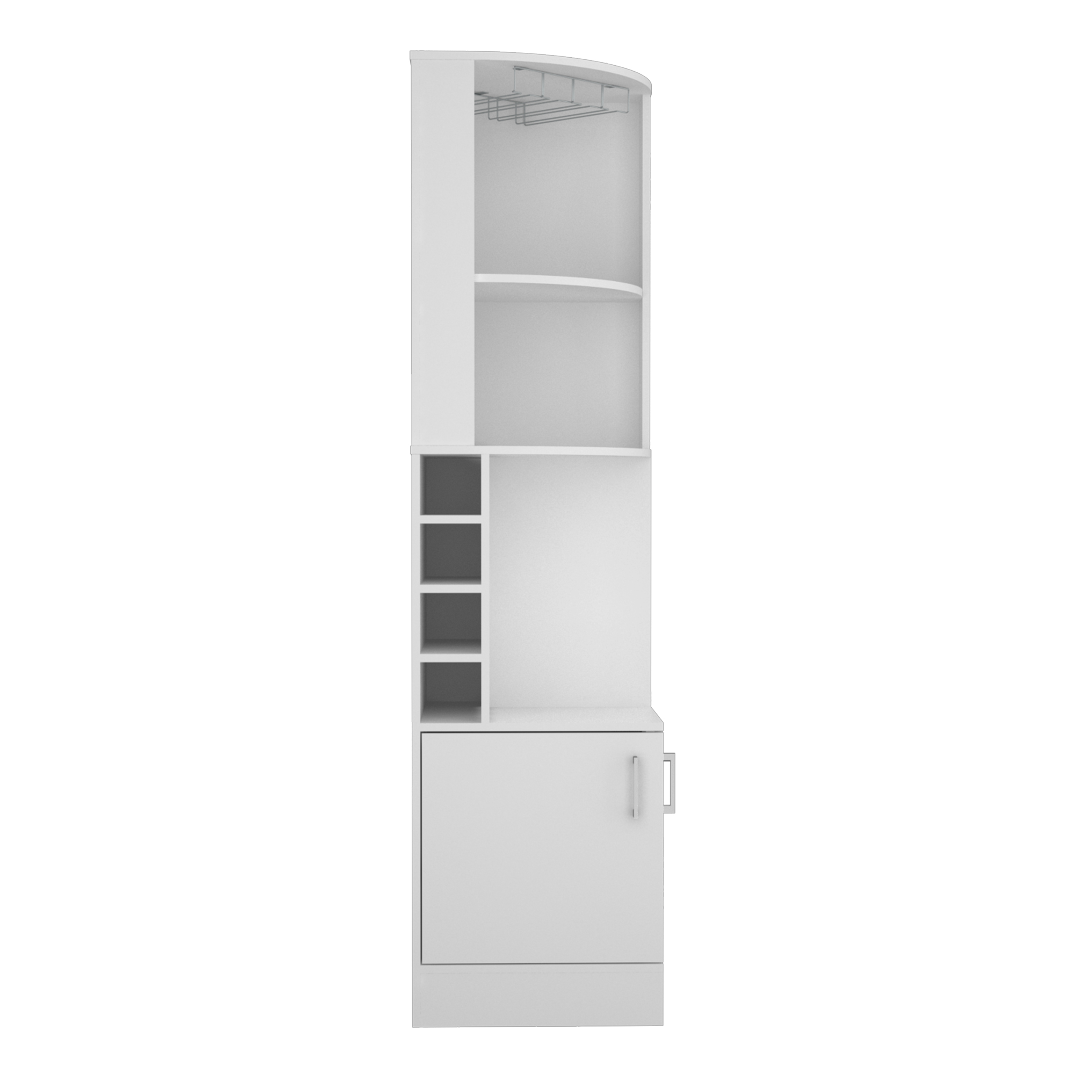 Syrah Corner Bar Cabinet, Two External Shelves White