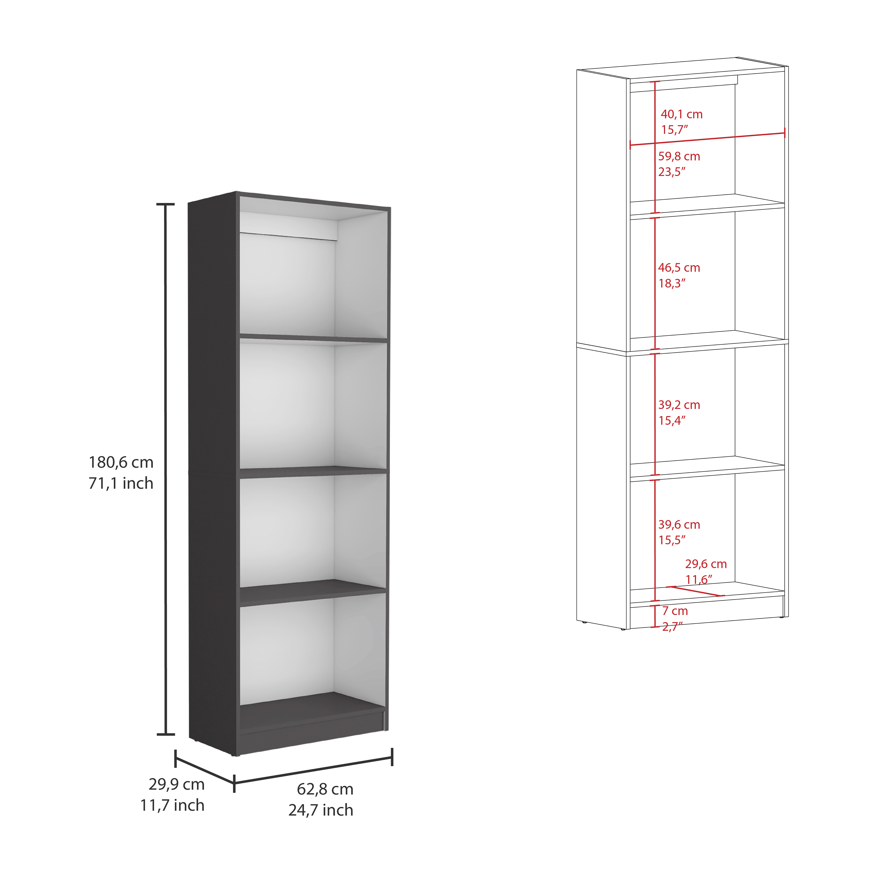 Poole 3 Piece Home Bookcase set, 67" Wide with 12 Shelves and 2-door Cabinet ,  Living Room Set  Matt Gray / White