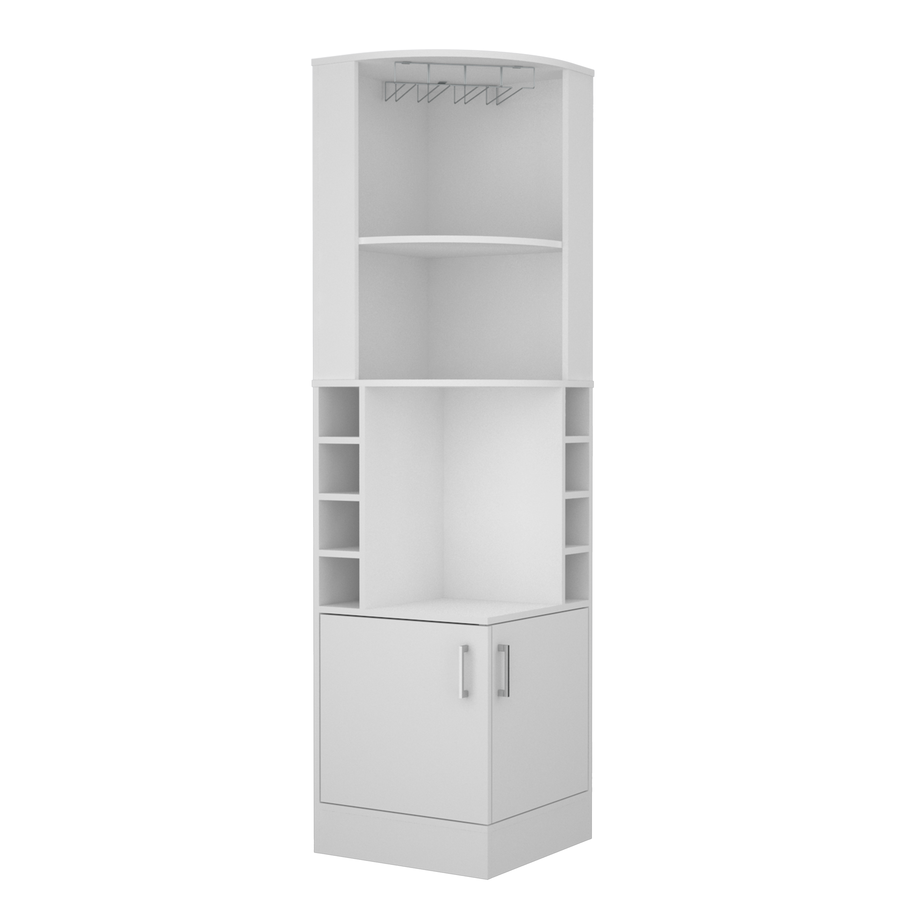 Syrah Corner Bar Cabinet, Two External Shelves White