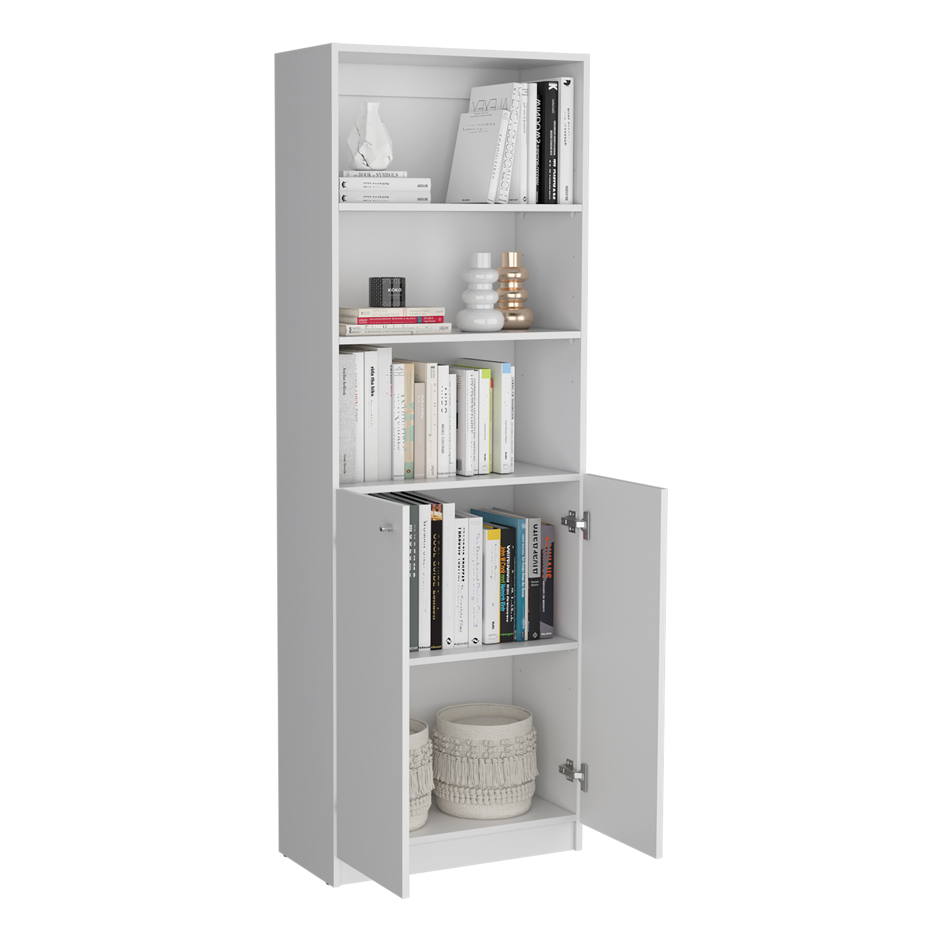 Poole 3 Piece Home Bookcase set, 67" Wide with 12 Shelves and 2-door Cabinet ,  Living Room Set  White