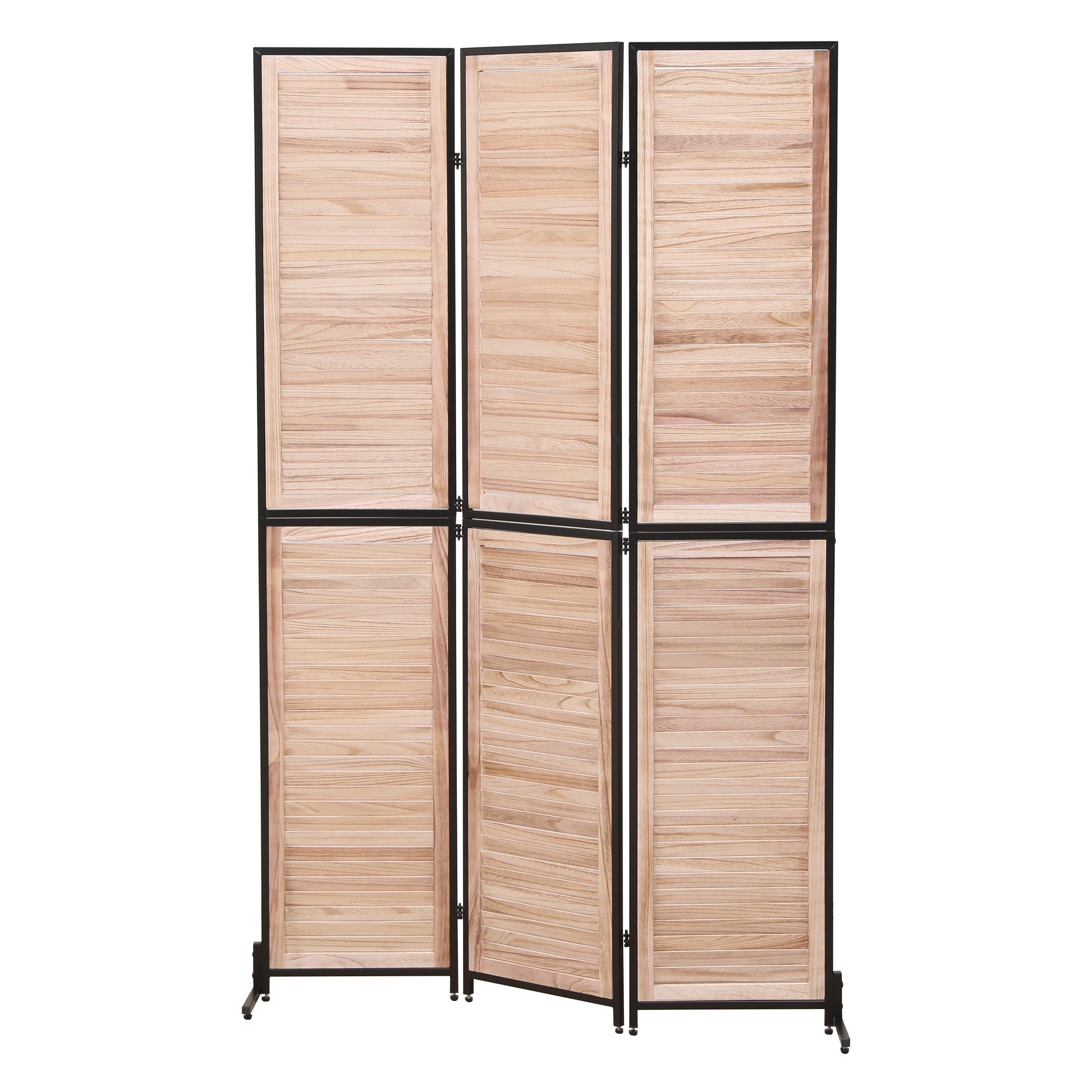 3 Panel Room Dividers and Folding Privacy Screen Natural Wooden Room Partitions 6ft Wall Divider for Room Separation (Natural)