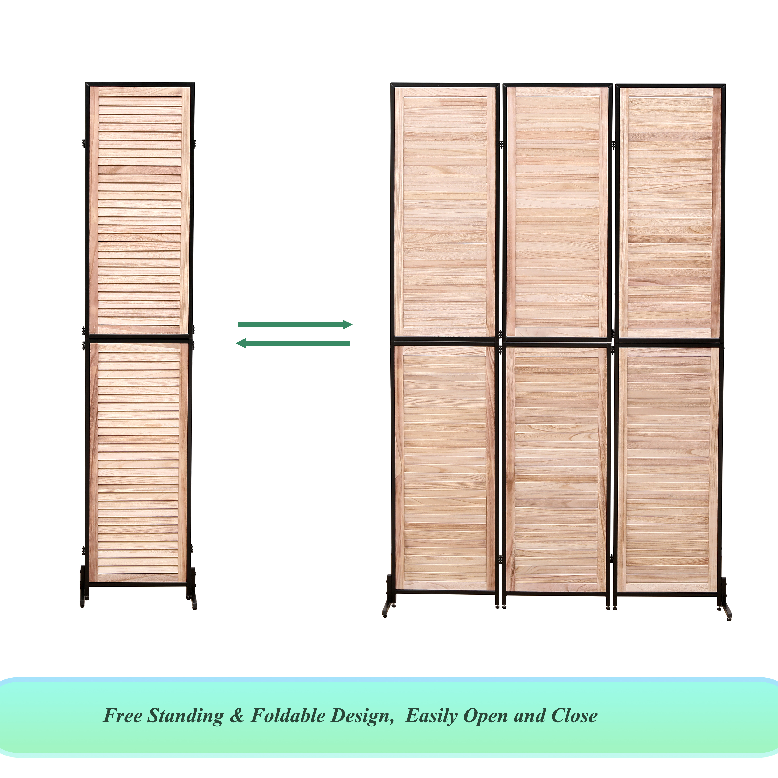 3 Panel Room Dividers and Folding Privacy Screen Natural Wooden Room Partitions 6ft Wall Divider for Room Separation (Natural)