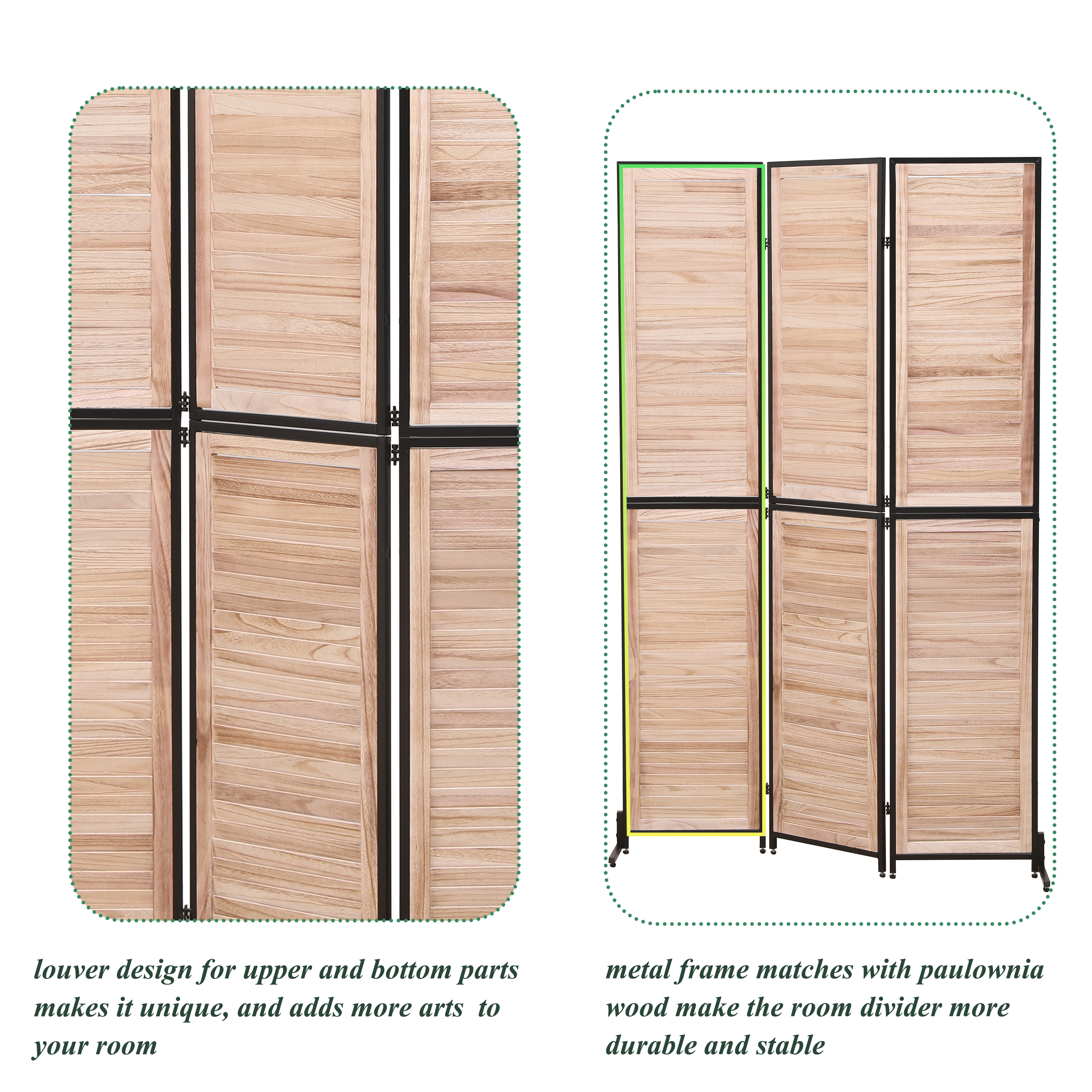 3 Panel Room Dividers and Folding Privacy Screen Natural Wooden Room Partitions 6ft Wall Divider for Room Separation (Natural)