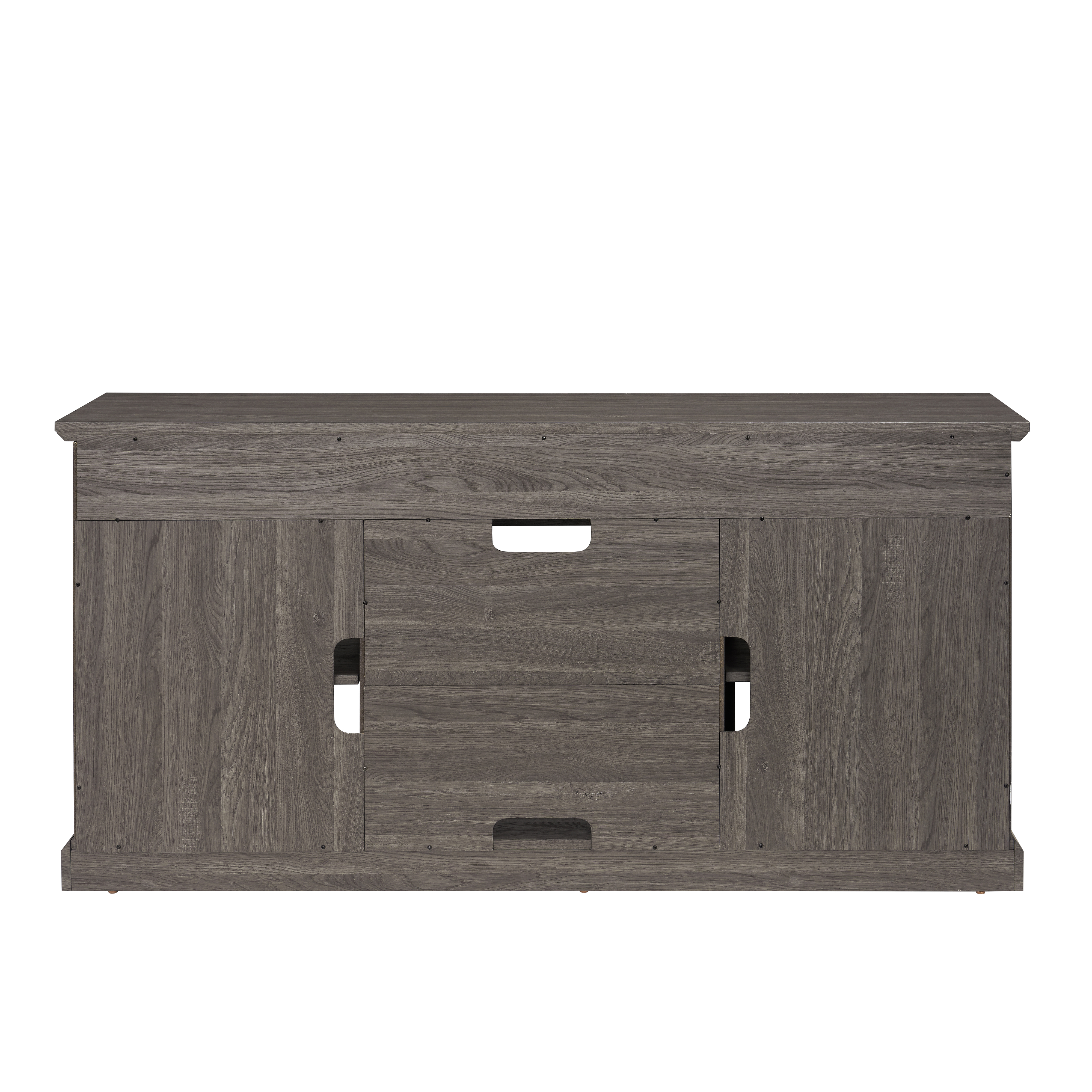 Contemporary TV Media Stand Modern Entertainment Console for TV Up to 65" with Open and Closed Storage Space, Dark Walnut/Black, 60"W*15.75"D*29"H