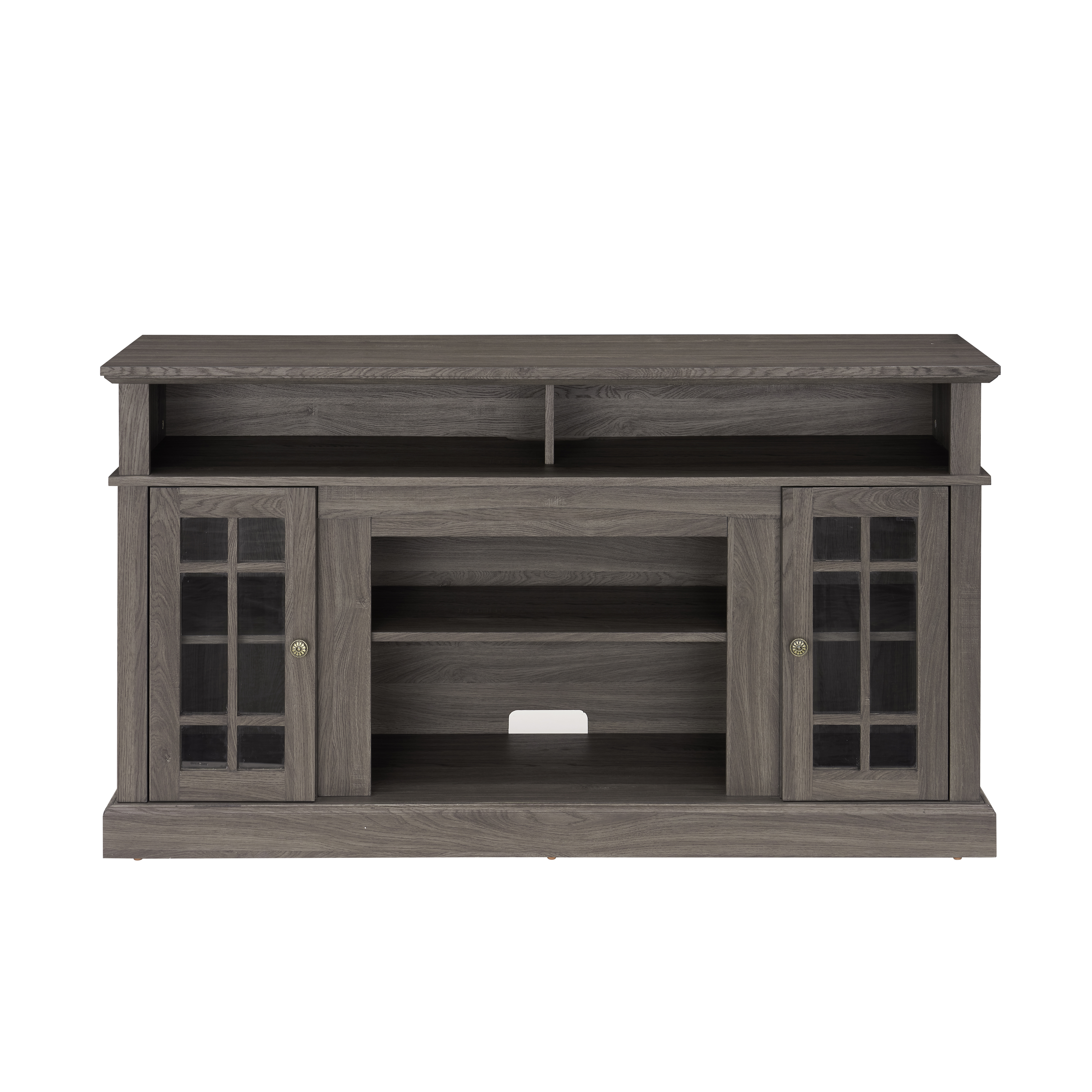 Classic TV Media Stand Modern Entertainment Console for TV Up to 65" with Open and Closed Storage Space, Dark Walnut/Black, 58.25"W*15.75"D*32"H