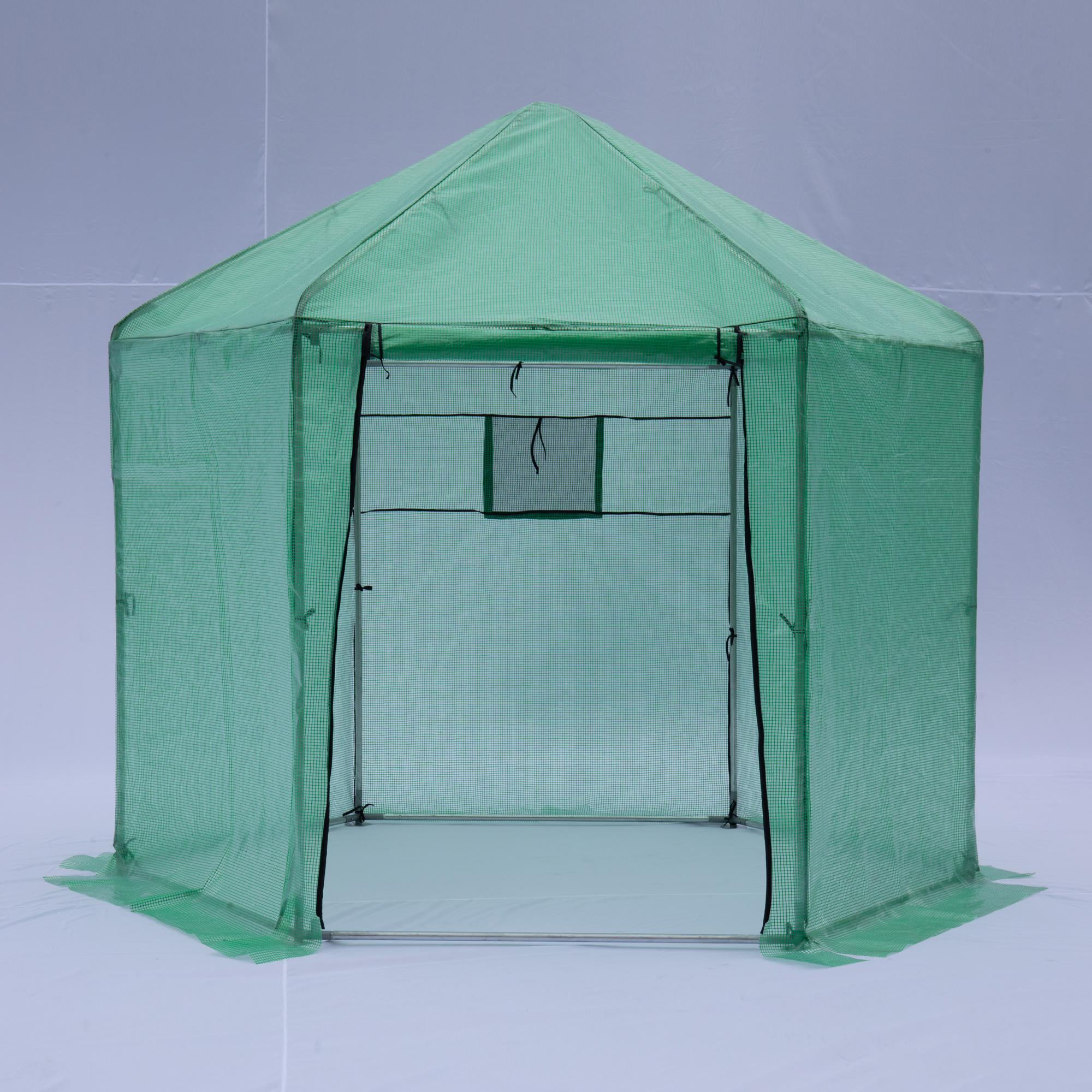 Walk-in Greenhouse Hexagonal Upgrade Reinforced Frame Heavy Duty Plastic Greenhouse Reinforced Thickened Waterproof Insulation(9.2*8.1 ft)