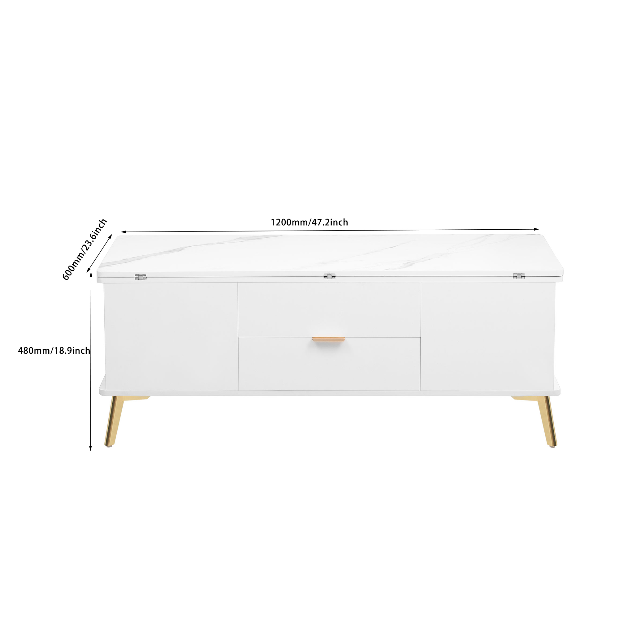 Modern Lift Top Coffee Table Multi Functional Table with Drawers in  White