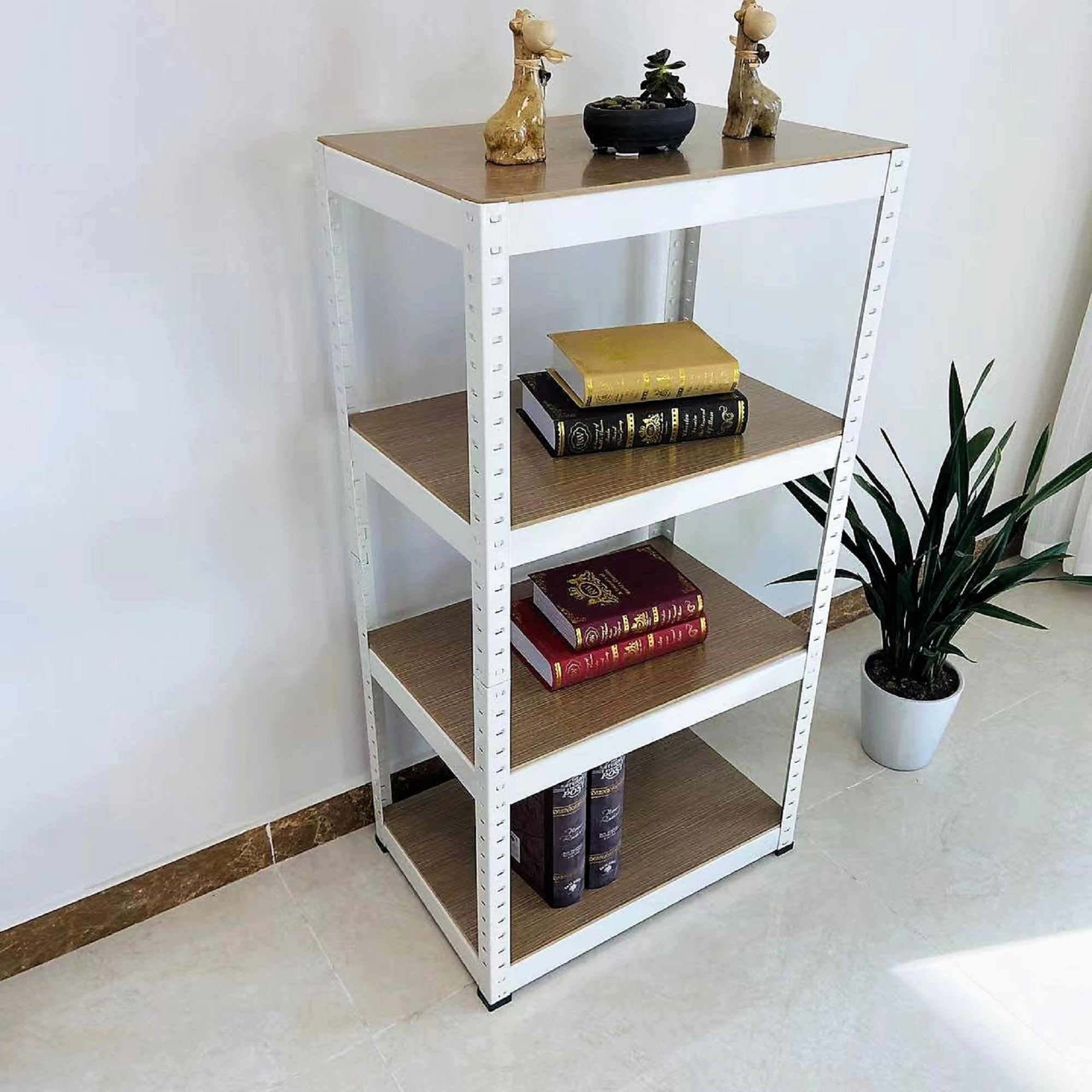 Storage Shelves -  4 Tier Adjustable Garage Storage Shelving, Heavy Duty Metal Storage Utility Rack Shelf Unit for Warehouse Pantry Closet Kitchen, 23.6" x 15.7" x 47.2", White