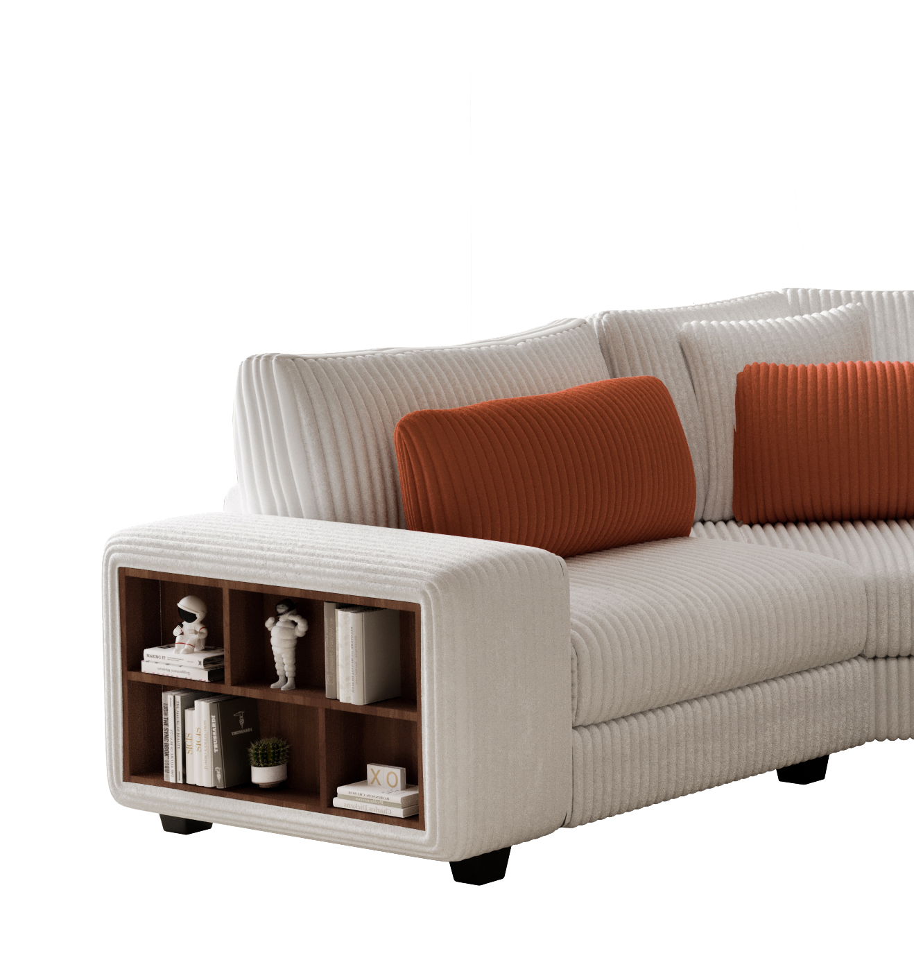 Modular Sectional L-shaped Sofa with Armrest Wooden Frame Locker, Stylish and Comfortable , Cream Style, Beige