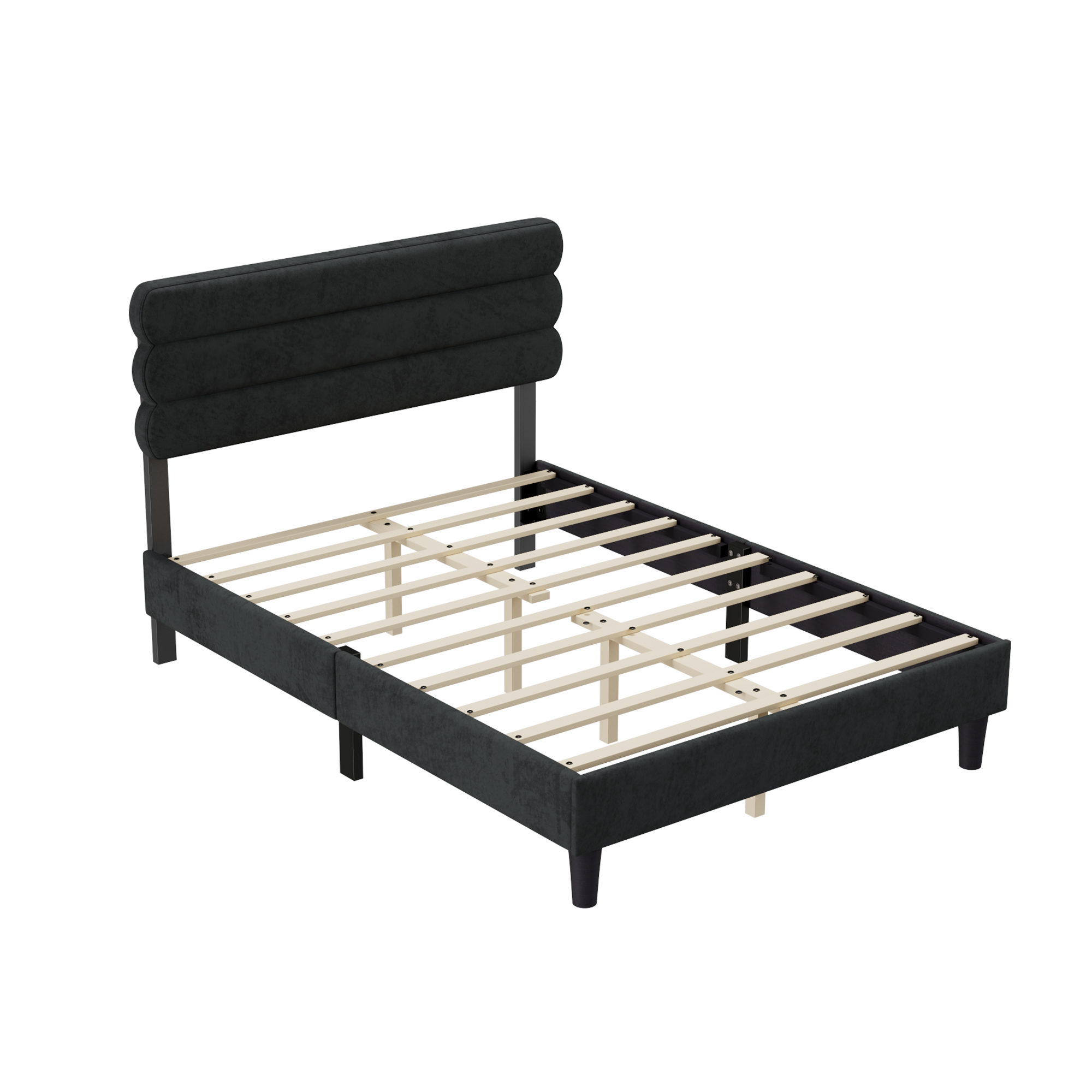 Queen Bed Frame with Headboard,Sturdy Platform Bed with Wooden Slats Support,No Box Spring,Mattress Foundation,Easy Assembly  DARK GREY