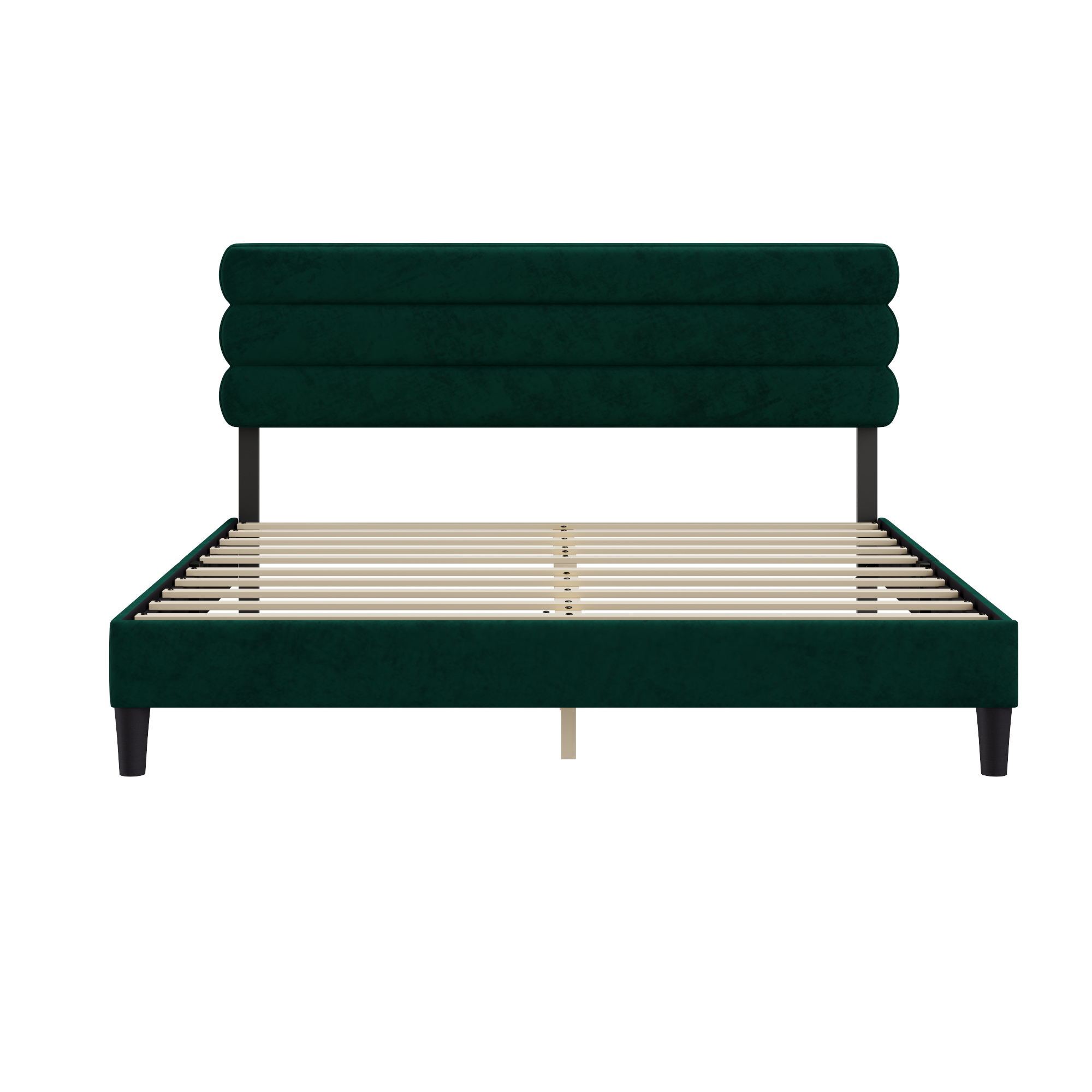 King Bed Frame with Headboard,Sturdy Platform Bed with Wooden Slats Support,No Box Spring,Mattress Foundation,Easy Assembly  Green