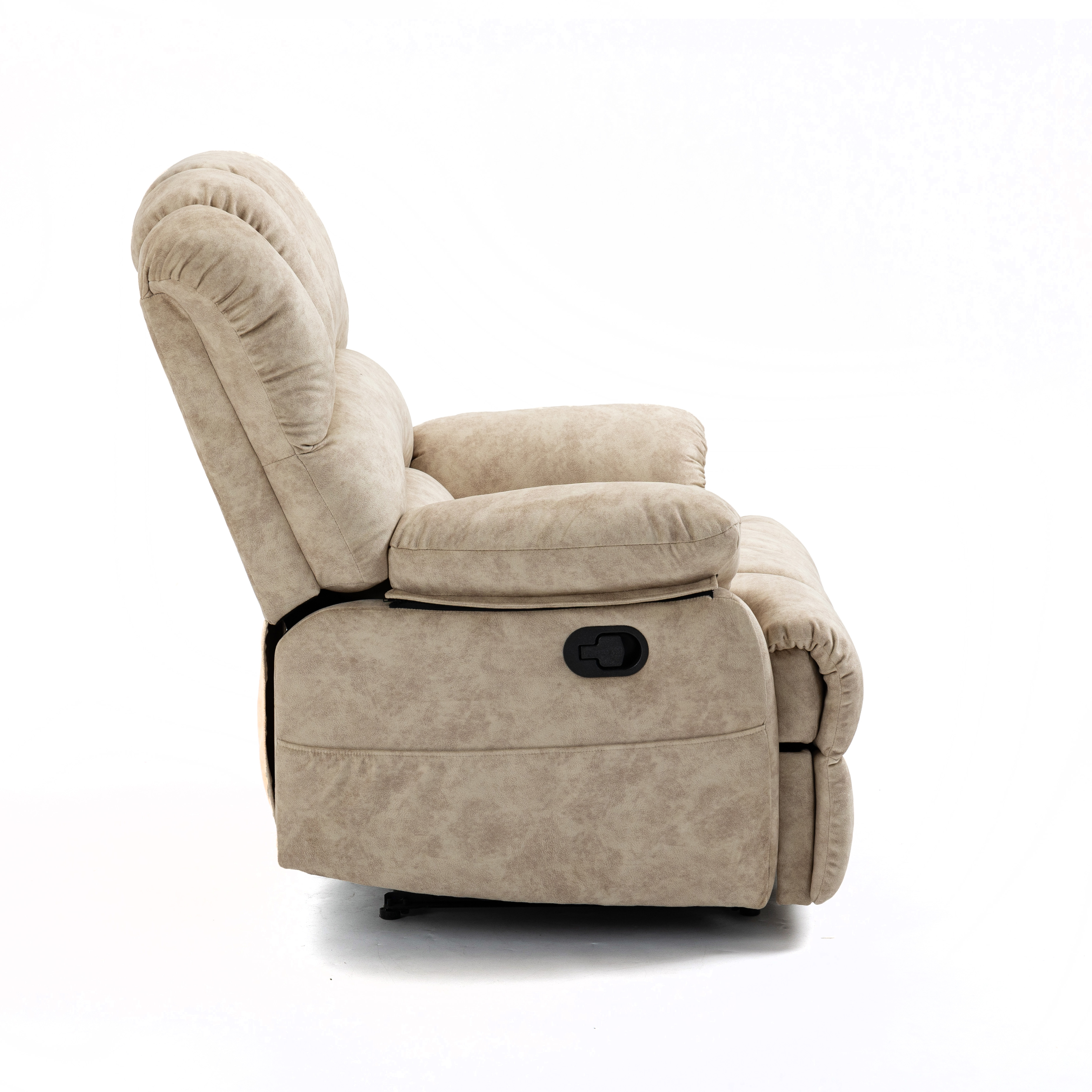 Large Manual Recliner Chair in Fabric for Living Room, Beige