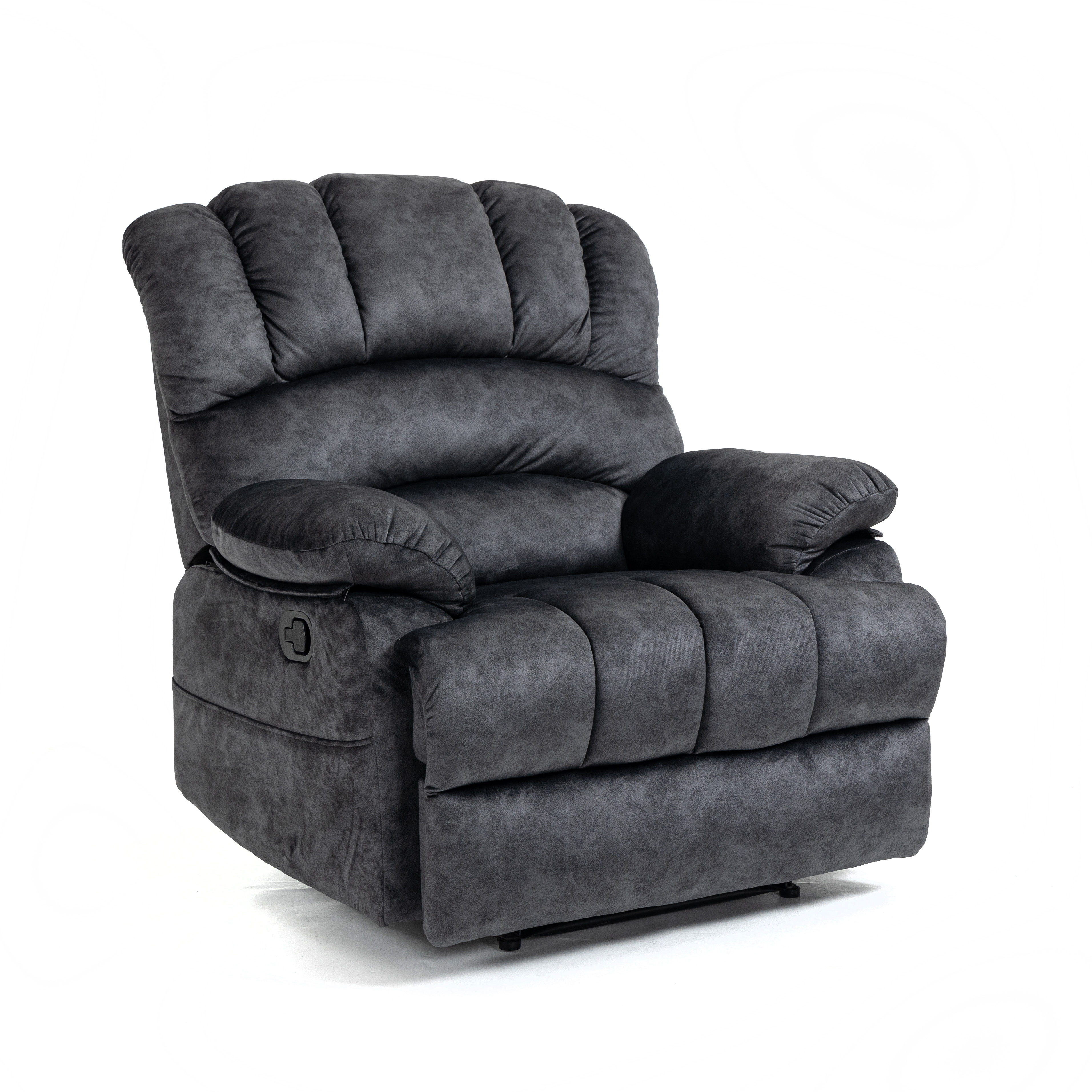 Large Manual Recliner Chair in Fabric for Living Room, Gray