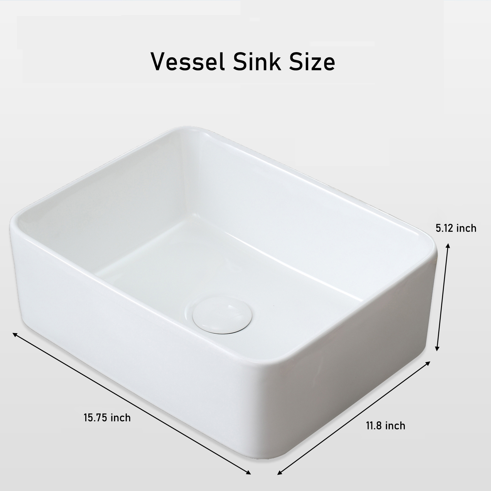 Vessel Bathroom Sink Basin in White Ceramic Single Basin Ceramic Farmhouse Kitchen Sink with Basket Strainer