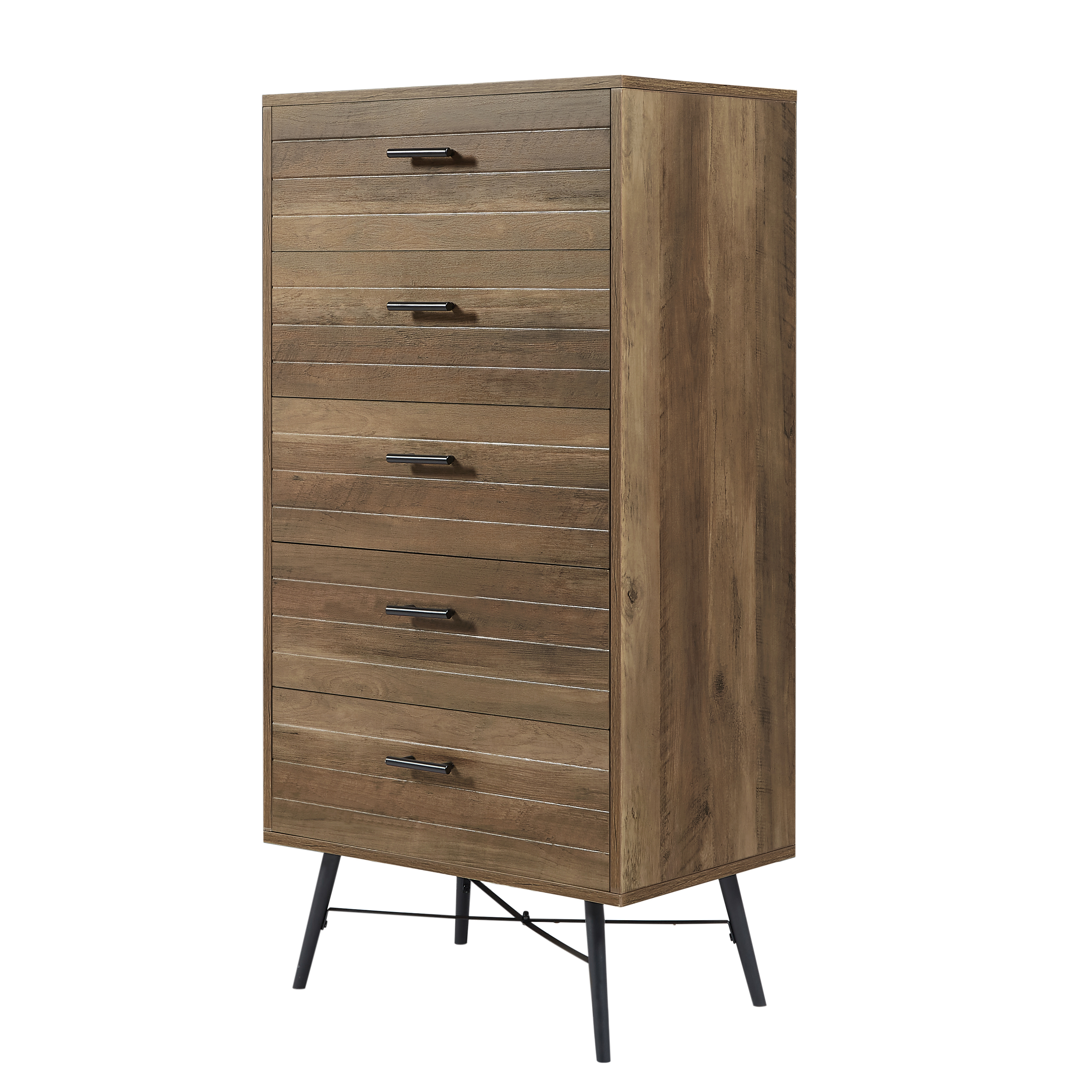 5-Drawer Chest - Spacious and Stylish Chest of Drawers,  Dresser for Bedroom, Closet, Hallway, 23.6"W x 15.7"D x 48"H, Rustic Walnut