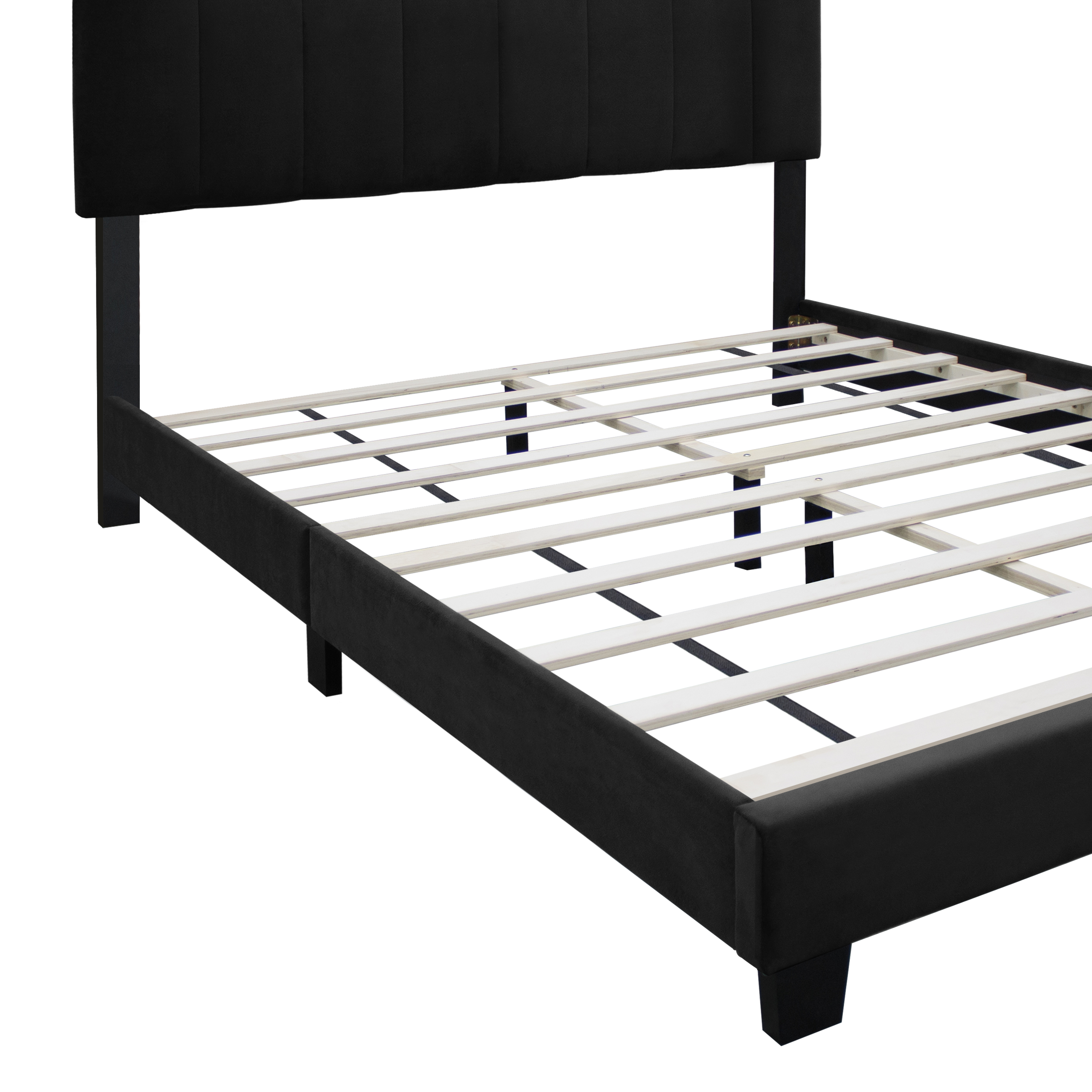 BLACK QUEEN SIZE ADJUSTABLE UPHOLSTERED BED FRAME DARK VELVET COLLECTION COMFORT AND SIMPLICITY