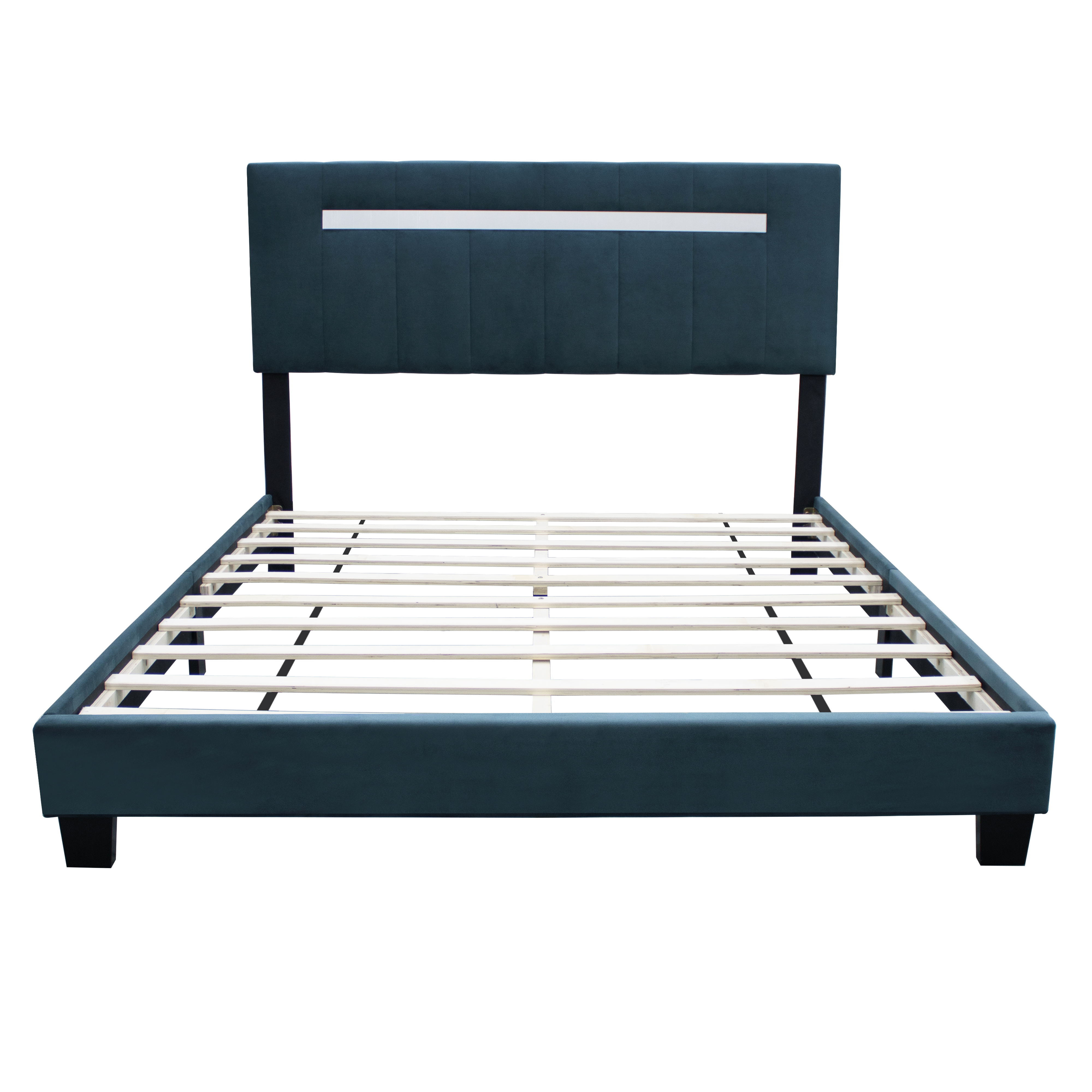 Green Adjustable Queen Size Upholstered Bed Frame Velvet Fabric Laminated Bed Frame