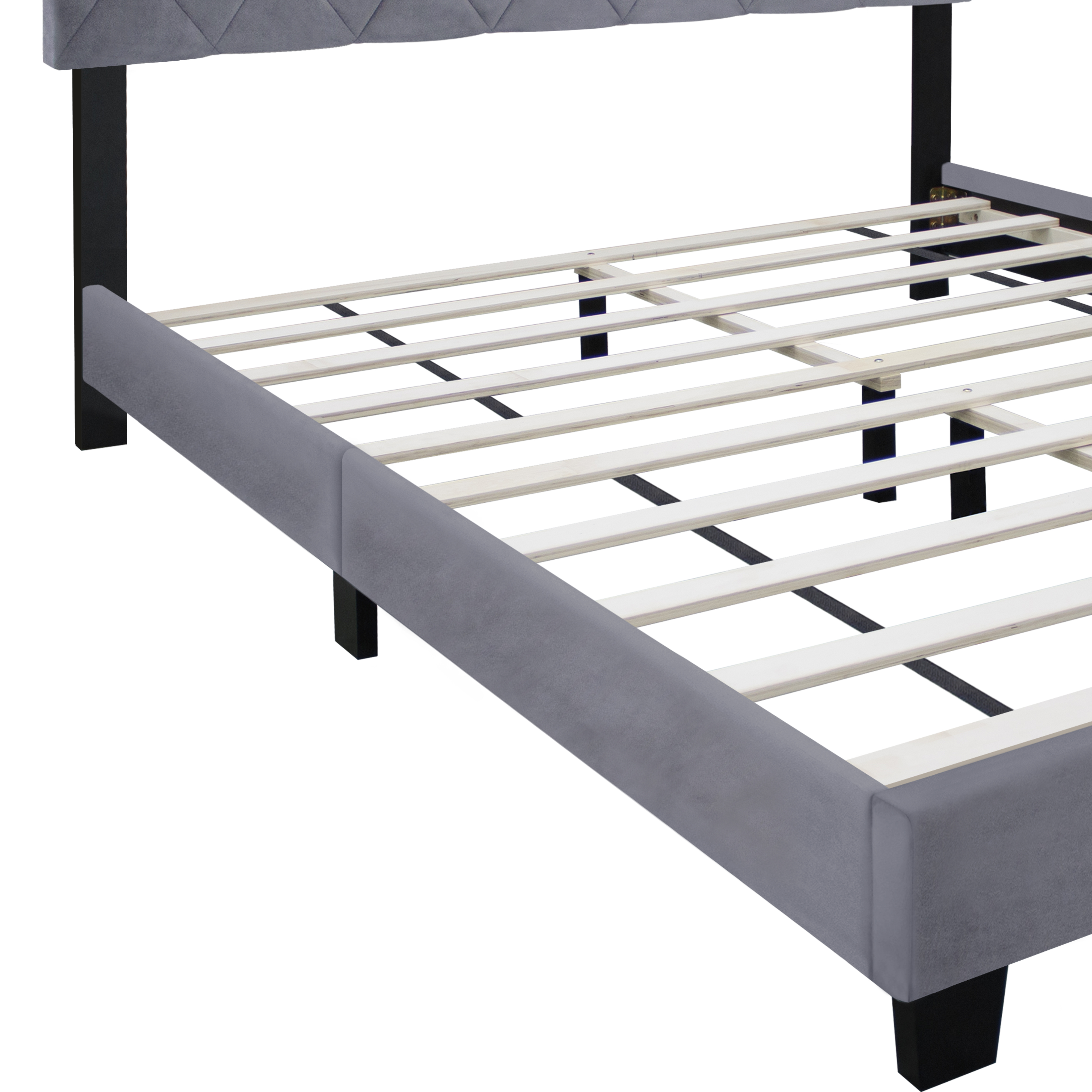 GRAY QUEEN SIZE ADJUSTABLE BED FRAME VELVET FABRIC COMFORTABLE AND SIMPLE VERSATILE STYLE MAKE THE ROOM FEEL MORE LAYERED