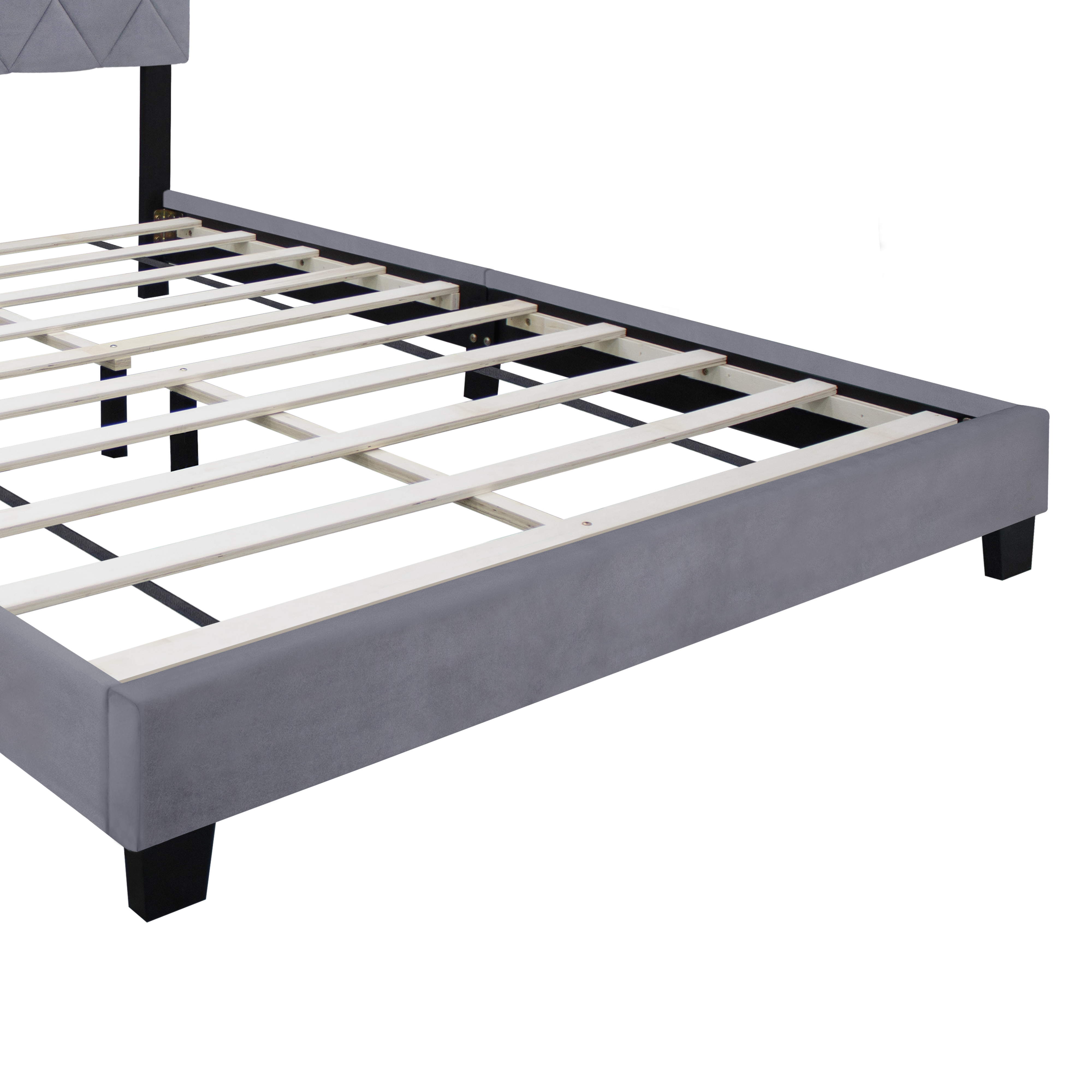 GRAY QUEEN SIZE ADJUSTABLE BED FRAME VELVET FABRIC COMFORTABLE AND SIMPLE VERSATILE STYLE MAKE THE ROOM FEEL MORE LAYERED