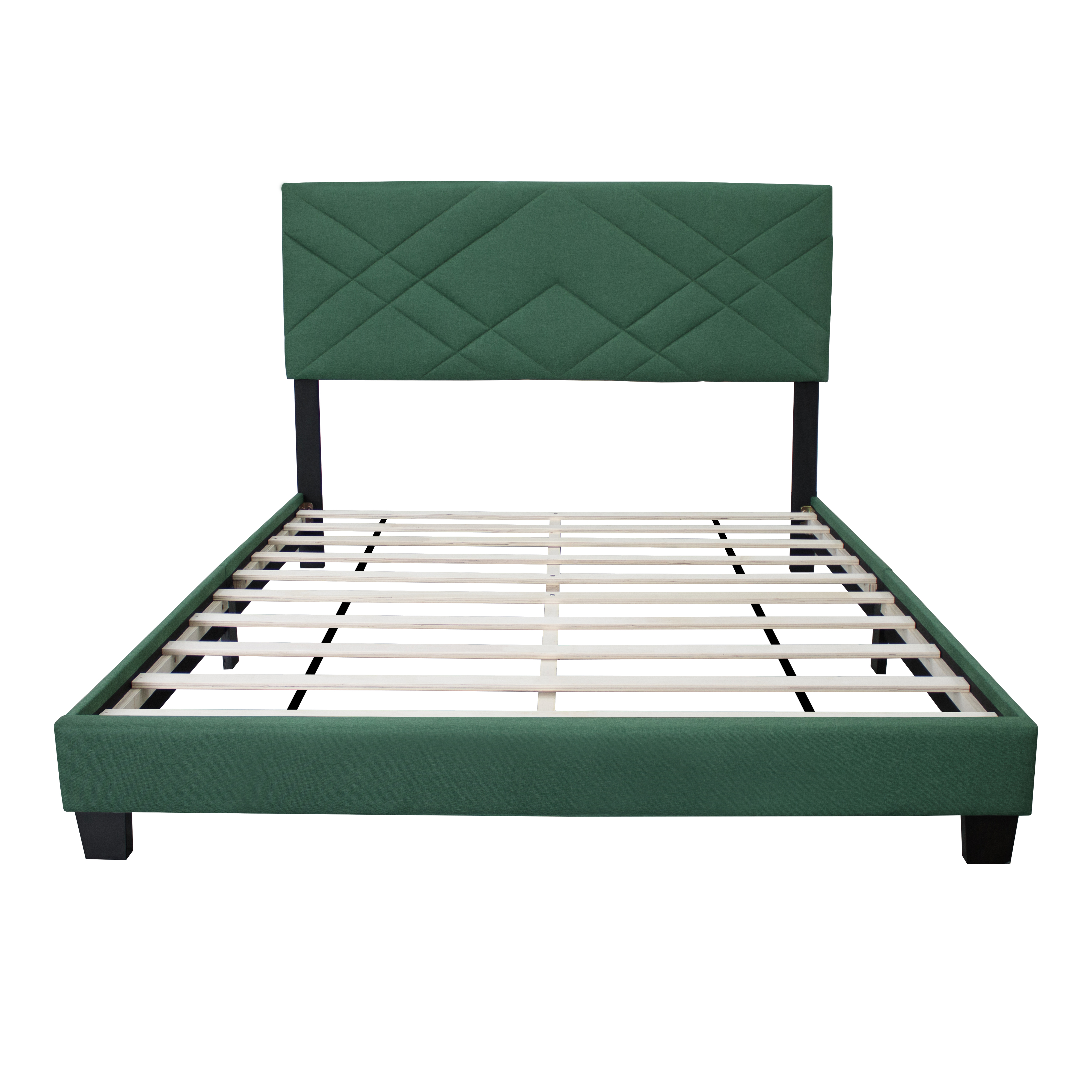 GREEN QUEEN SIZE BED FRAME WITH ADJUSTABLE HEADBOARD SUPER AFFORDABLE NO BOX SPING REQUIRE