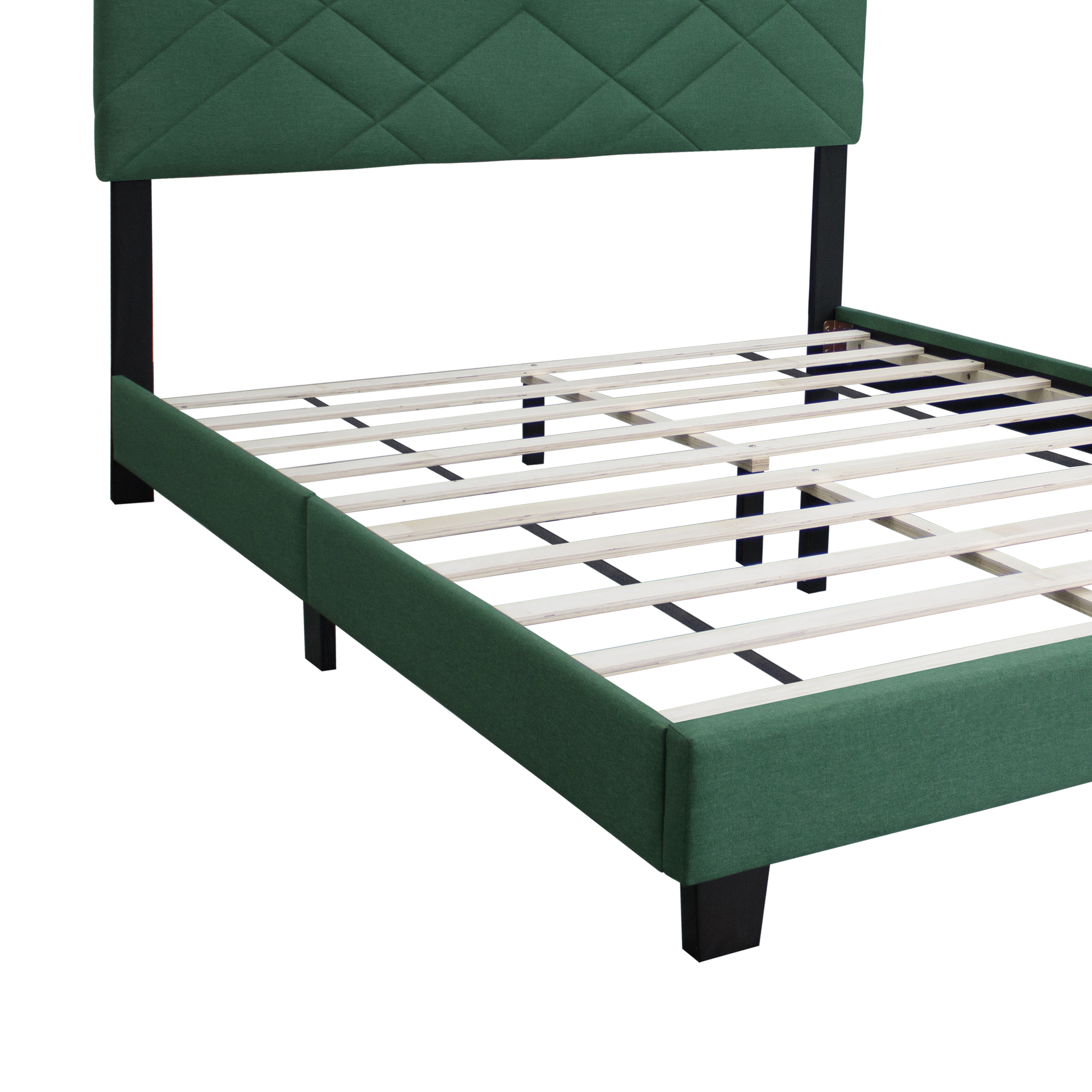 GREEN QUEEN SIZE BED FRAME WITH ADJUSTABLE HEADBOARD SUPER AFFORDABLE NO BOX SPING REQUIRE