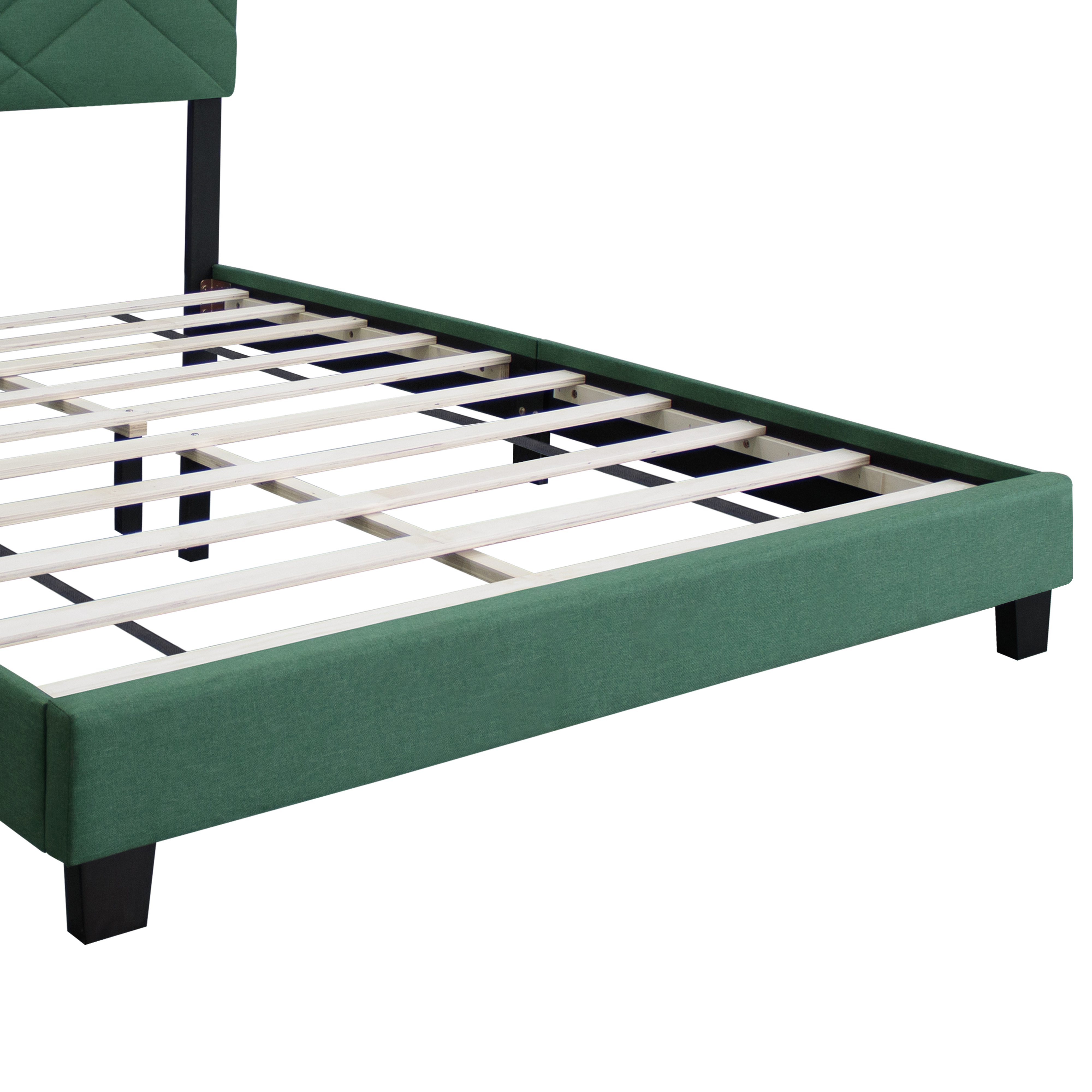 GREEN QUEEN SIZE BED FRAME WITH ADJUSTABLE HEADBOARD SUPER AFFORDABLE NO BOX SPING REQUIRE