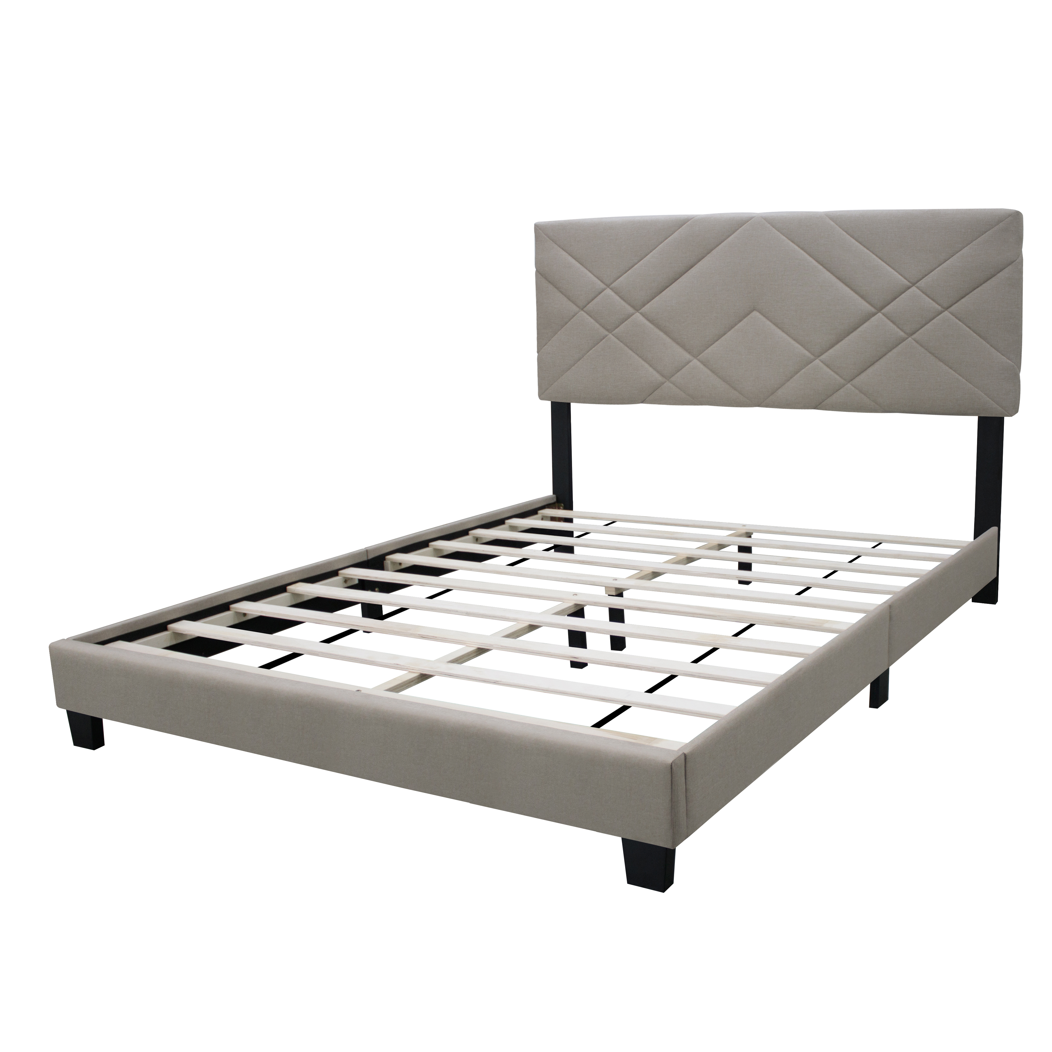 BEIGE QUEEN SIZE ADJUSTABLE UPHOLSTERED BED FRAME STAIN RESISTANT CLEANS UP WITH A LIGHT WIPE SIMPLE DESIGN SUITABLE FOR ANY ROOM