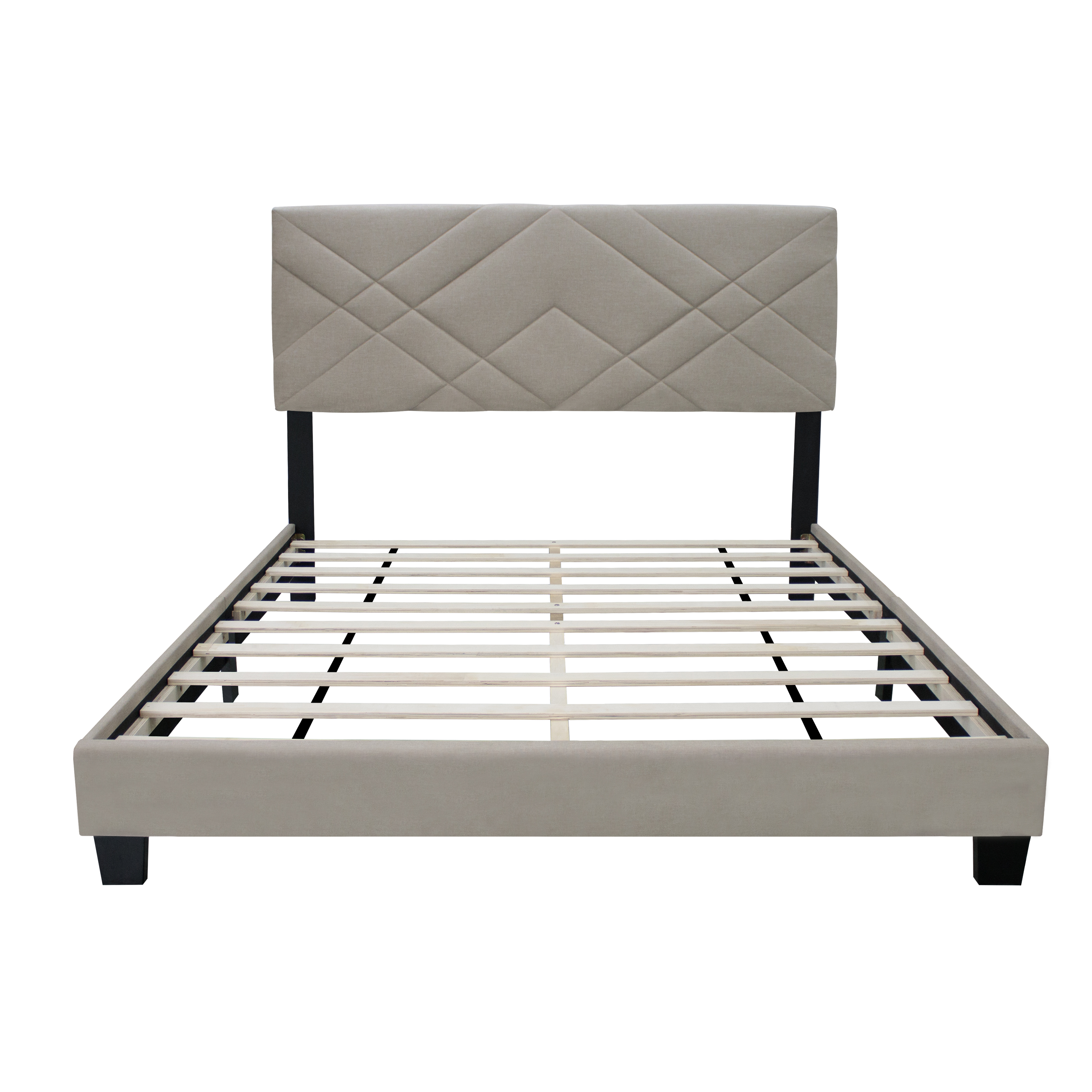 BEIGE QUEEN SIZE ADJUSTABLE UPHOLSTERED BED FRAME STAIN RESISTANT CLEANS UP WITH A LIGHT WIPE SIMPLE DESIGN SUITABLE FOR ANY ROOM