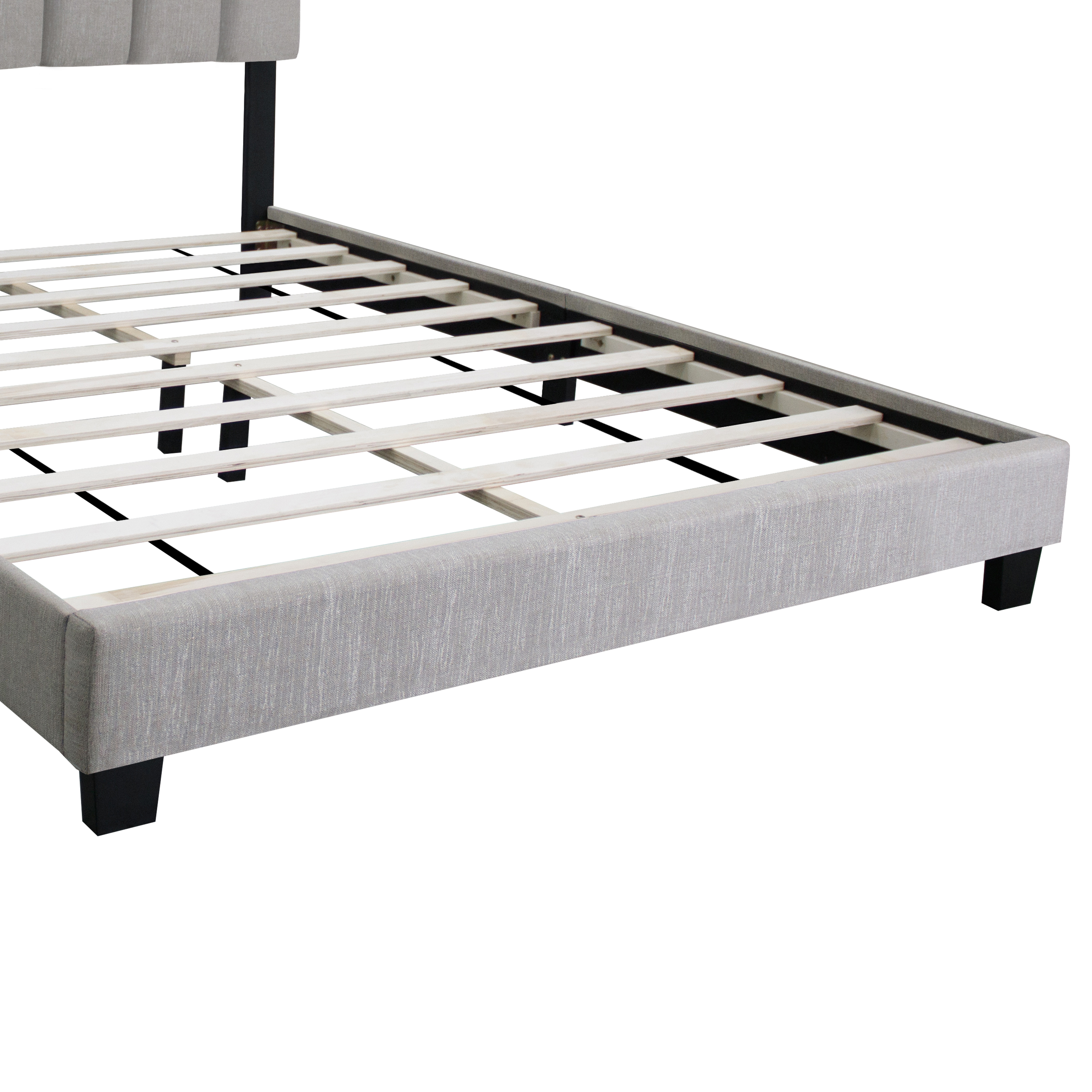 STONE GRAY QUEEN SIZE ADJUSTABLE UPHOLSTERED BED FRAME, VINTAGE STYLE AND CLEAN LINE DESIGN, POPULAR STYLE