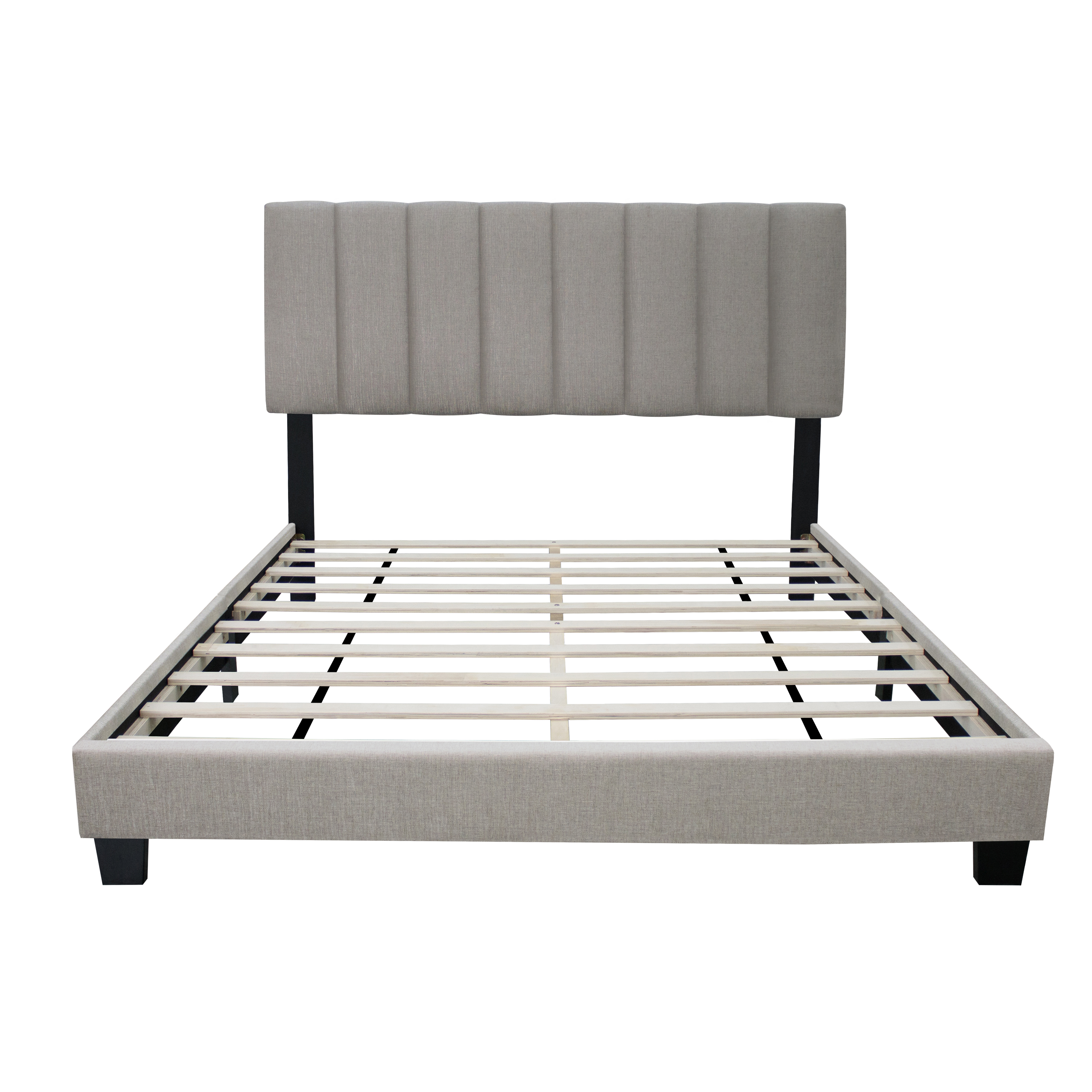 STONE GRAY QUEEN SIZE ADJUSTABLE UPHOLSTERED BED FRAME, VINTAGE STYLE AND CLEAN LINE DESIGN, POPULAR STYLE