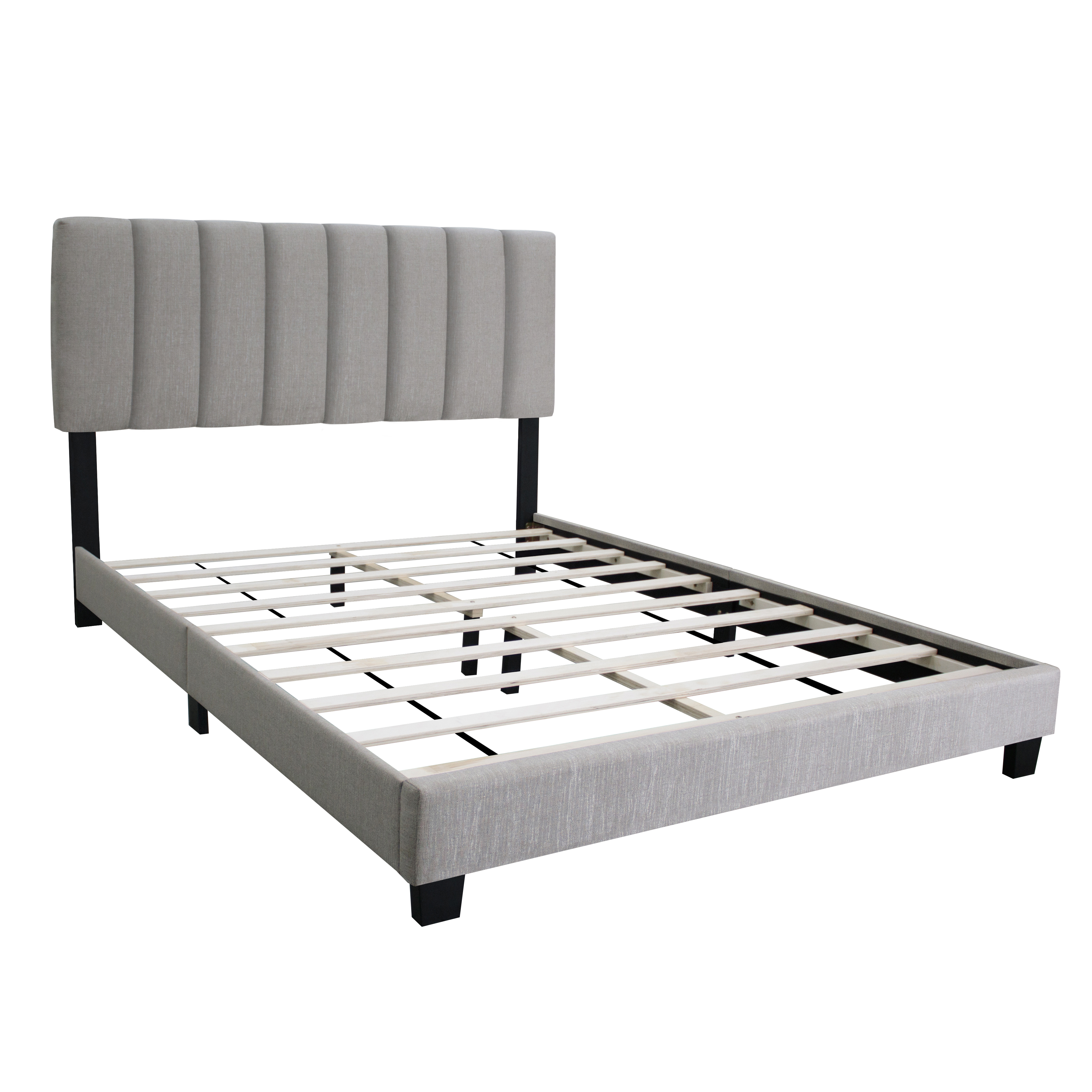 STONE GRAY QUEEN SIZE ADJUSTABLE UPHOLSTERED BED FRAME, VINTAGE STYLE AND CLEAN LINE DESIGN, POPULAR STYLE