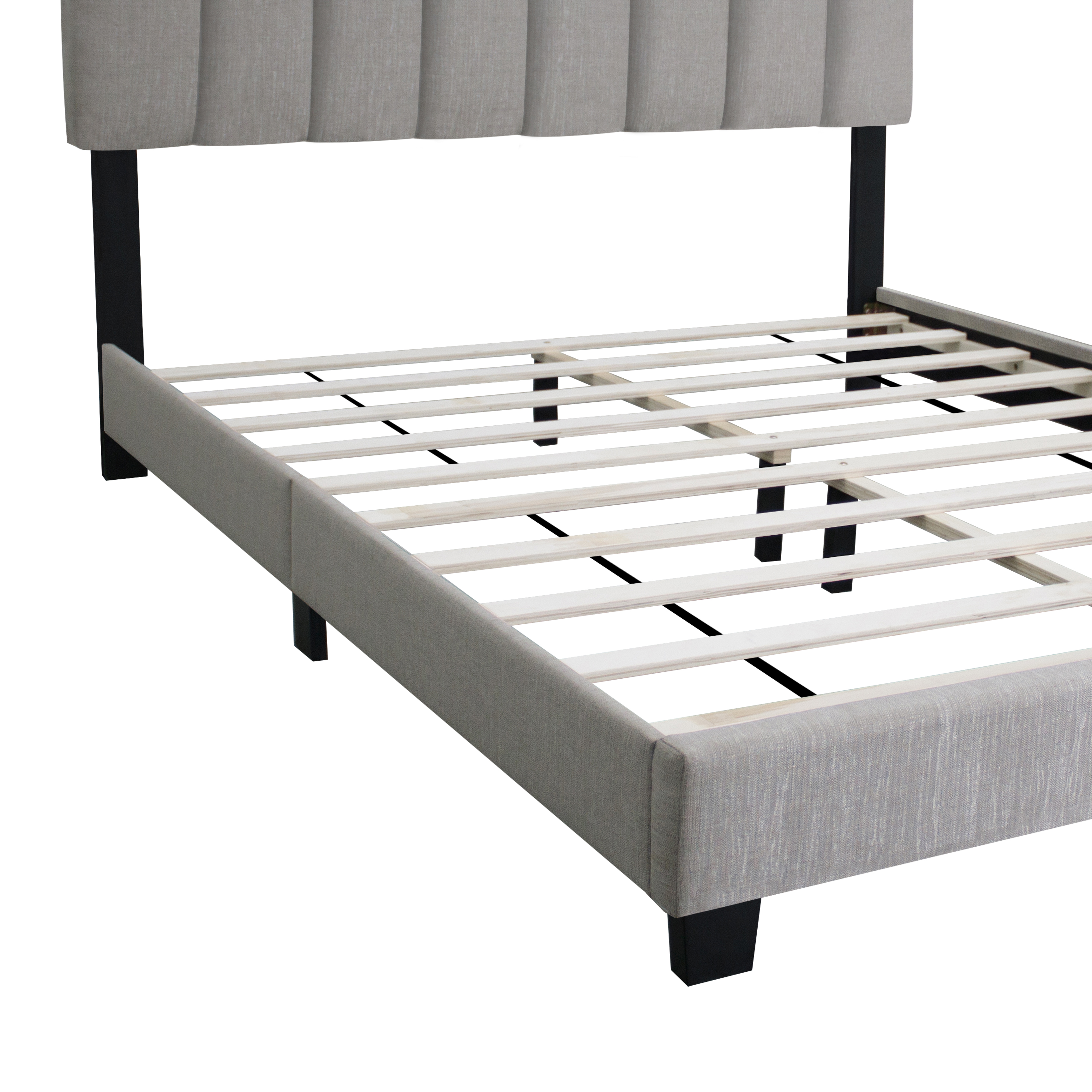 STONE GRAY QUEEN SIZE ADJUSTABLE UPHOLSTERED BED FRAME, VINTAGE STYLE AND CLEAN LINE DESIGN, POPULAR STYLE