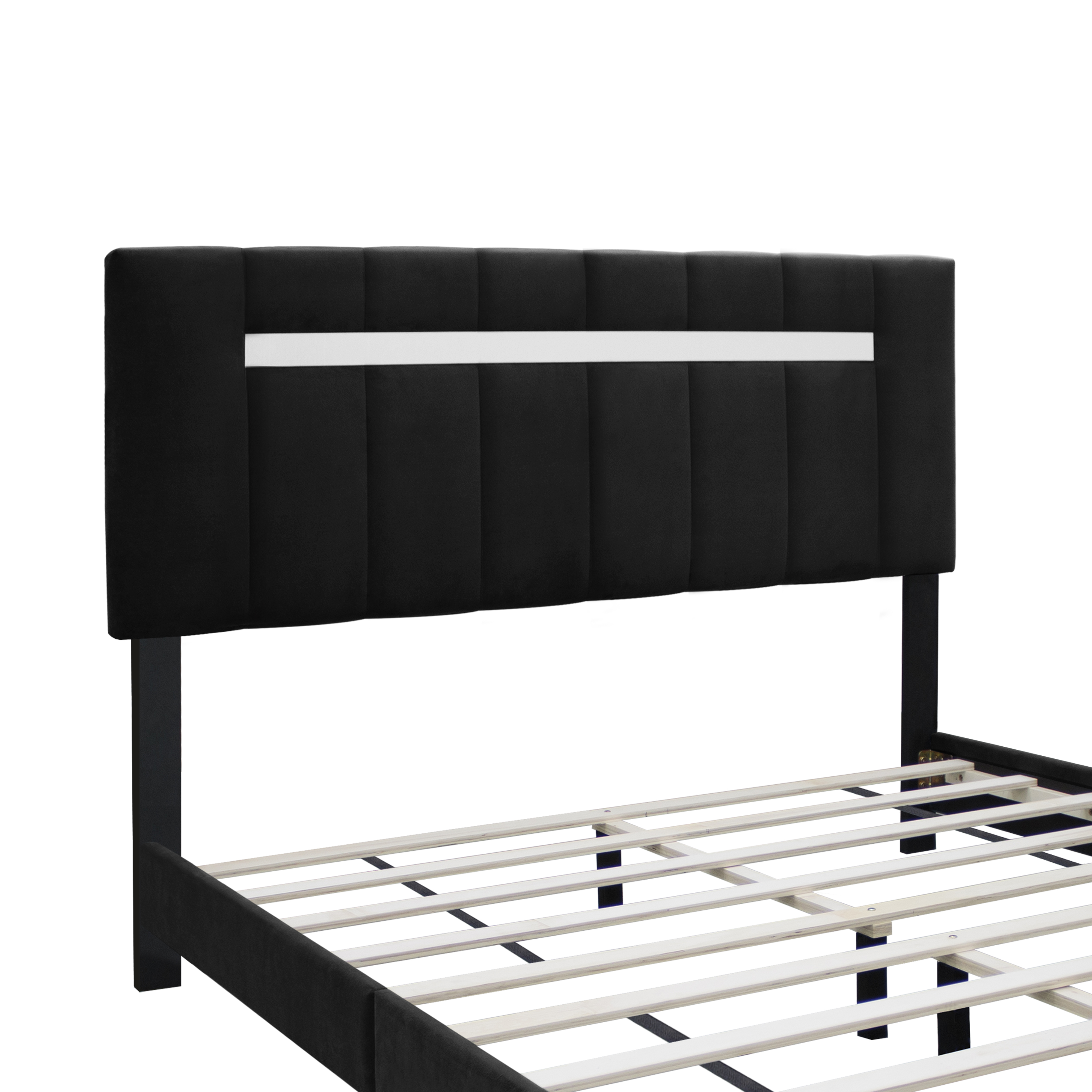 BLACK QUEEN SIZE ADJUSTABLE UPHOLSTERED BED FRAME DARK VELVET COLLECTION COMFORT AND SIMPLICITY