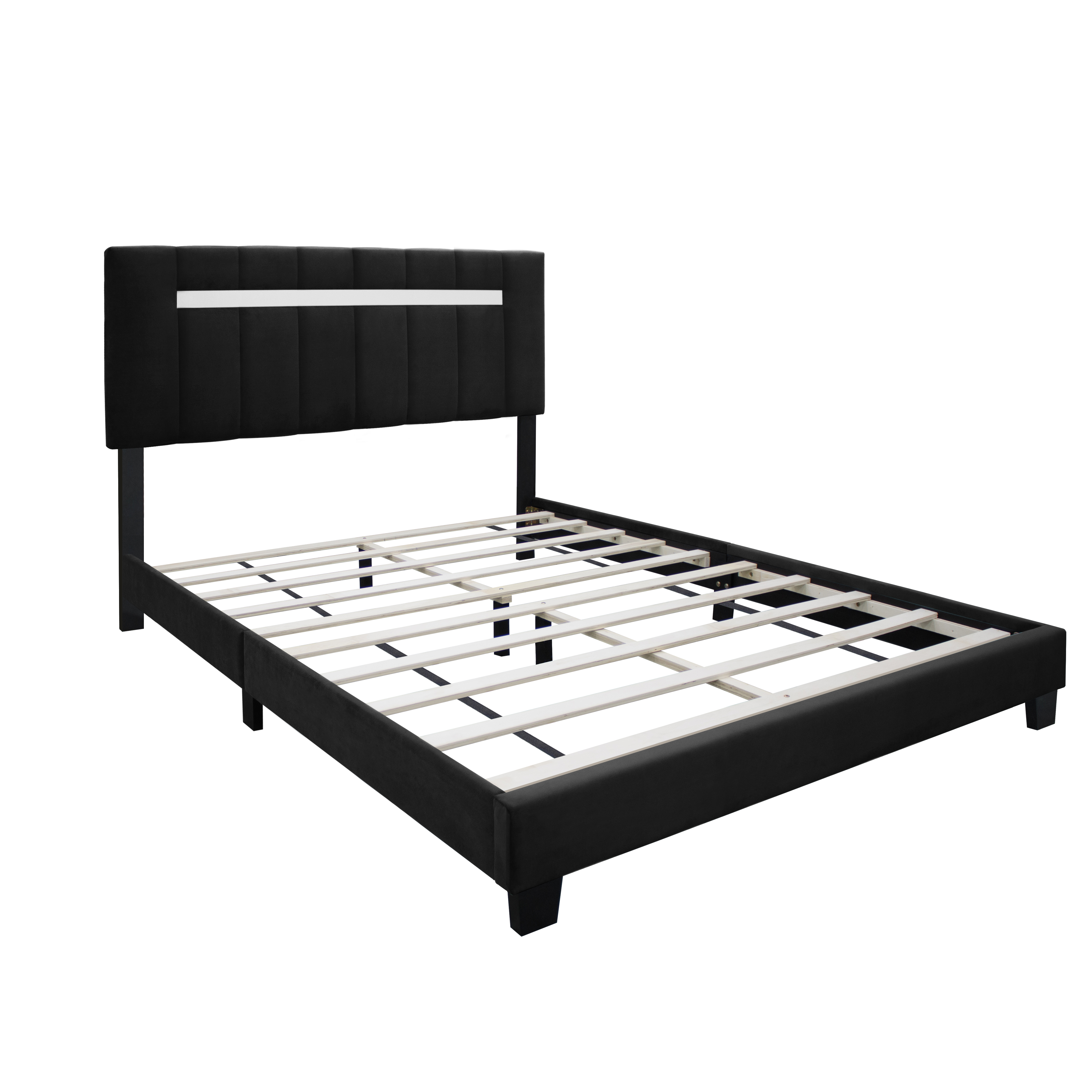 BLACK QUEEN SIZE ADJUSTABLE UPHOLSTERED BED FRAME DARK VELVET COLLECTION COMFORT AND SIMPLICITY