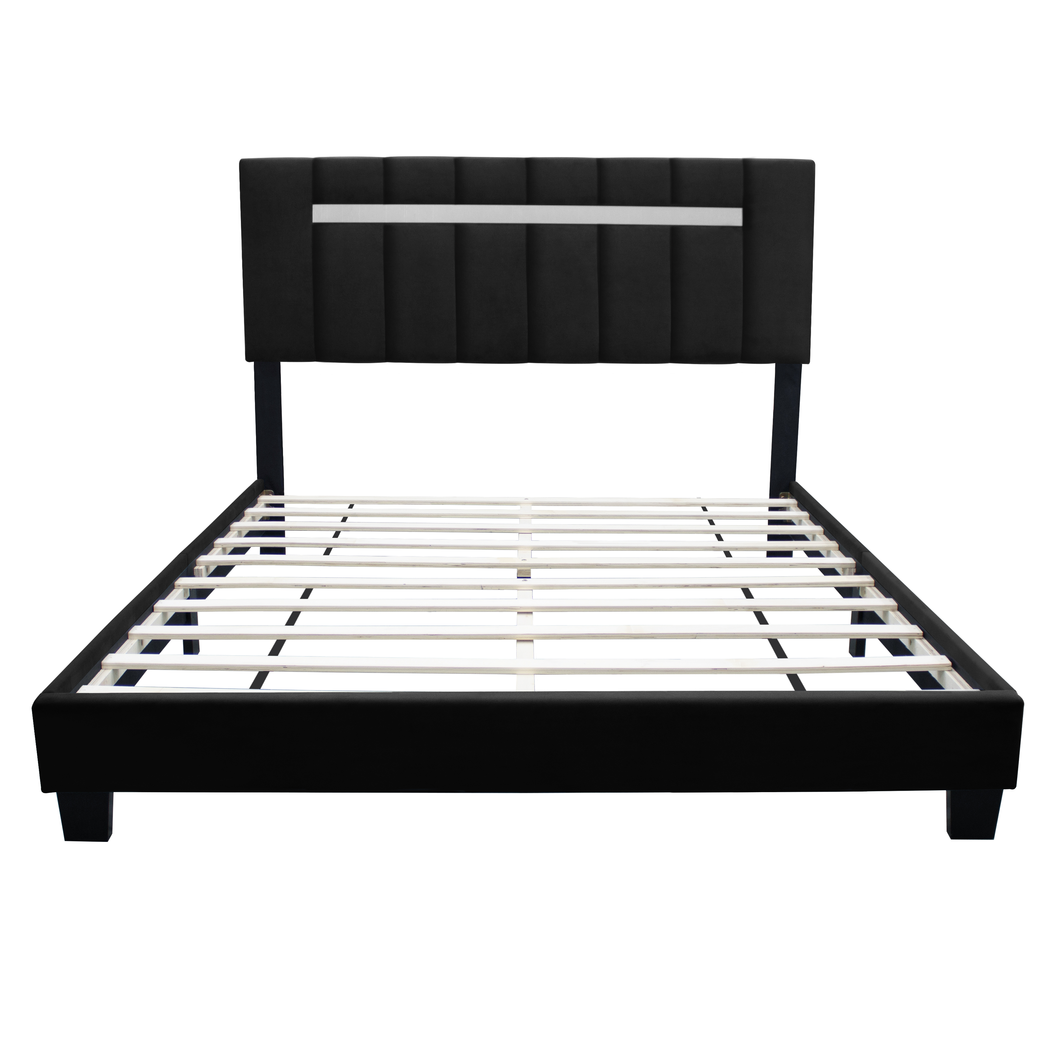 BLACK QUEEN SIZE ADJUSTABLE UPHOLSTERED BED FRAME DARK VELVET COLLECTION COMFORT AND SIMPLICITY