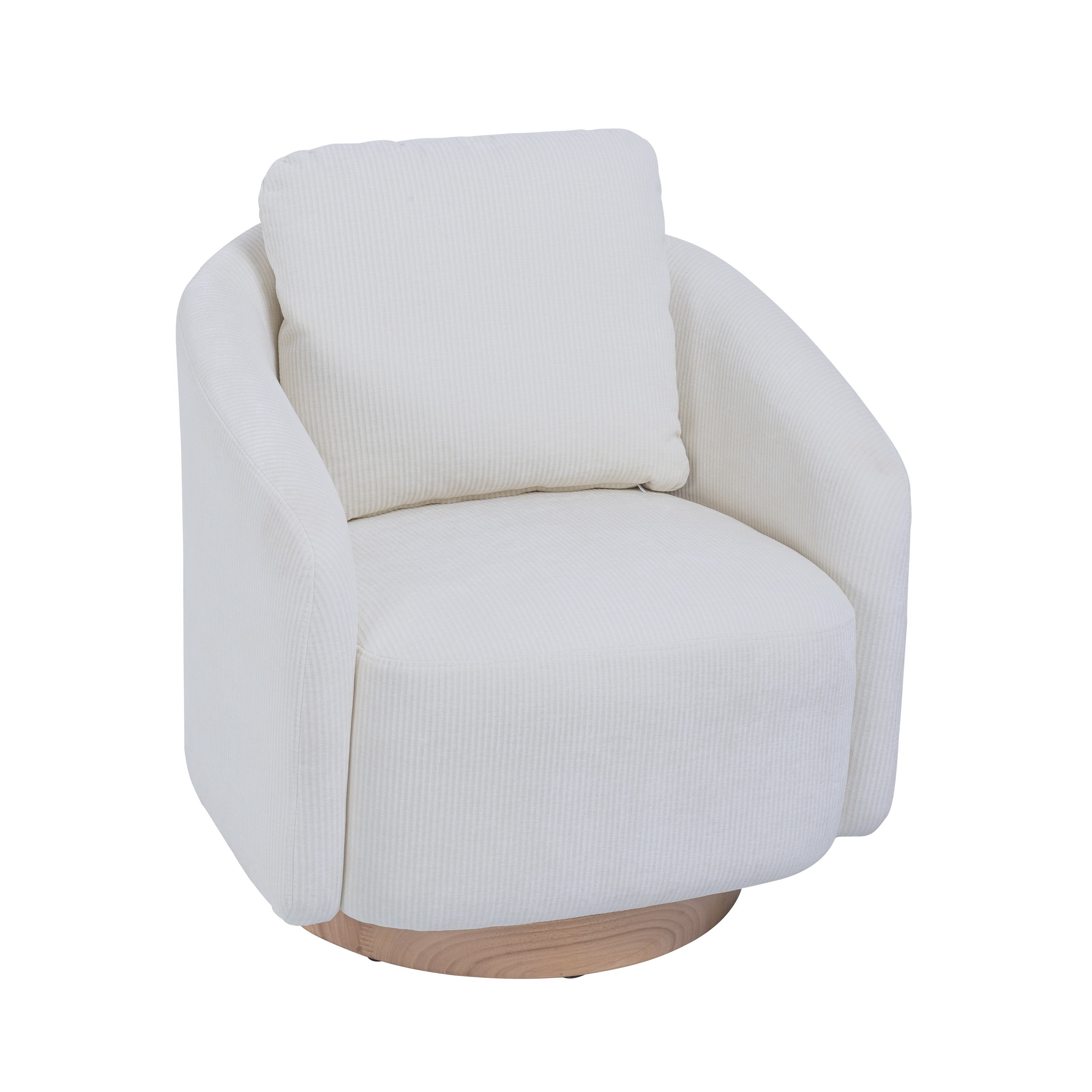 30.3"W Swivel Accent Barrel Chair and Comfy Round Accent Single Sofa Chair, 360 Degree Club Chair, Lounge Armchair for Living Room Bedroom Nursery.Ivory