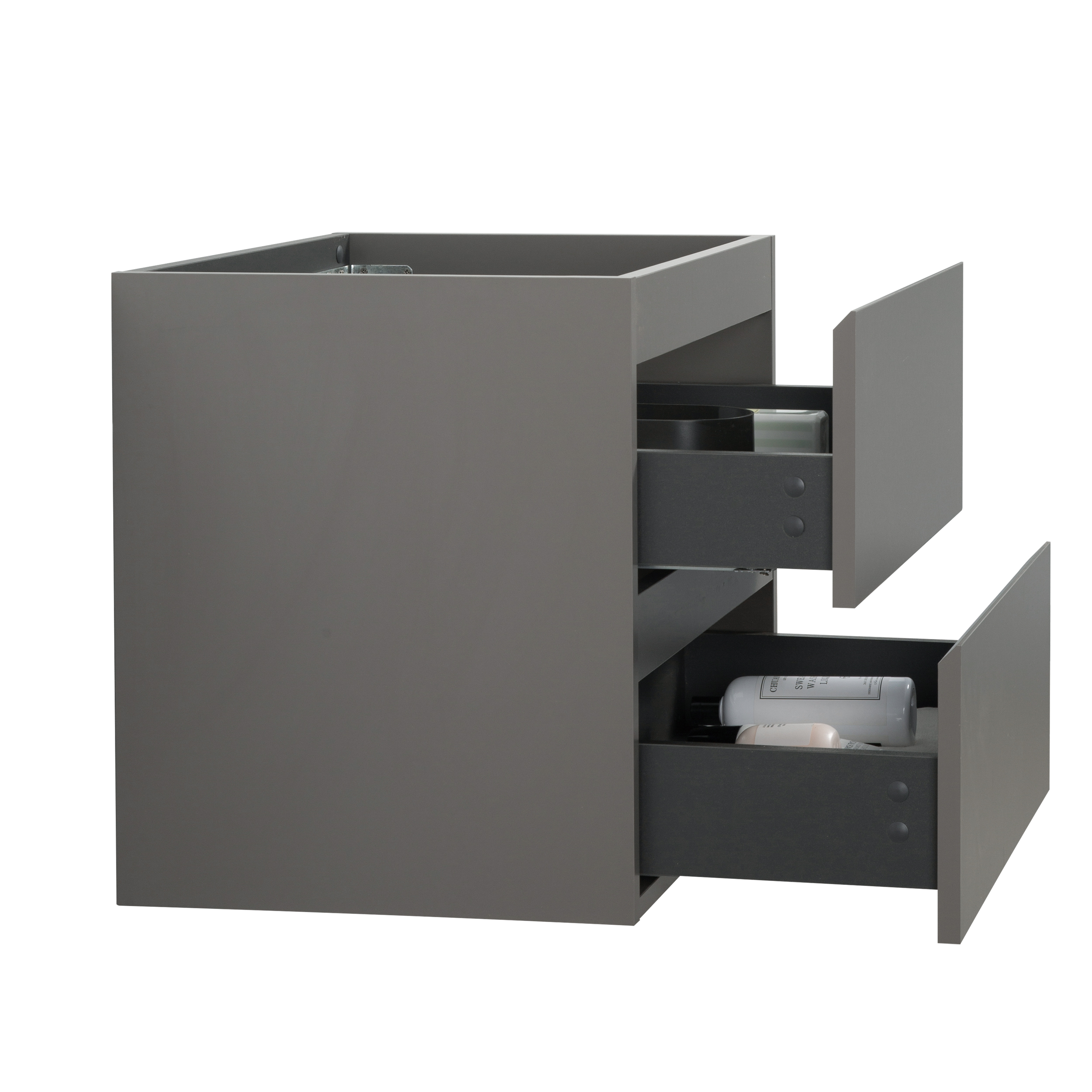 Alice-24W-102,Wall mount cabinet WITHOUT basin, Gray color, with two drawers