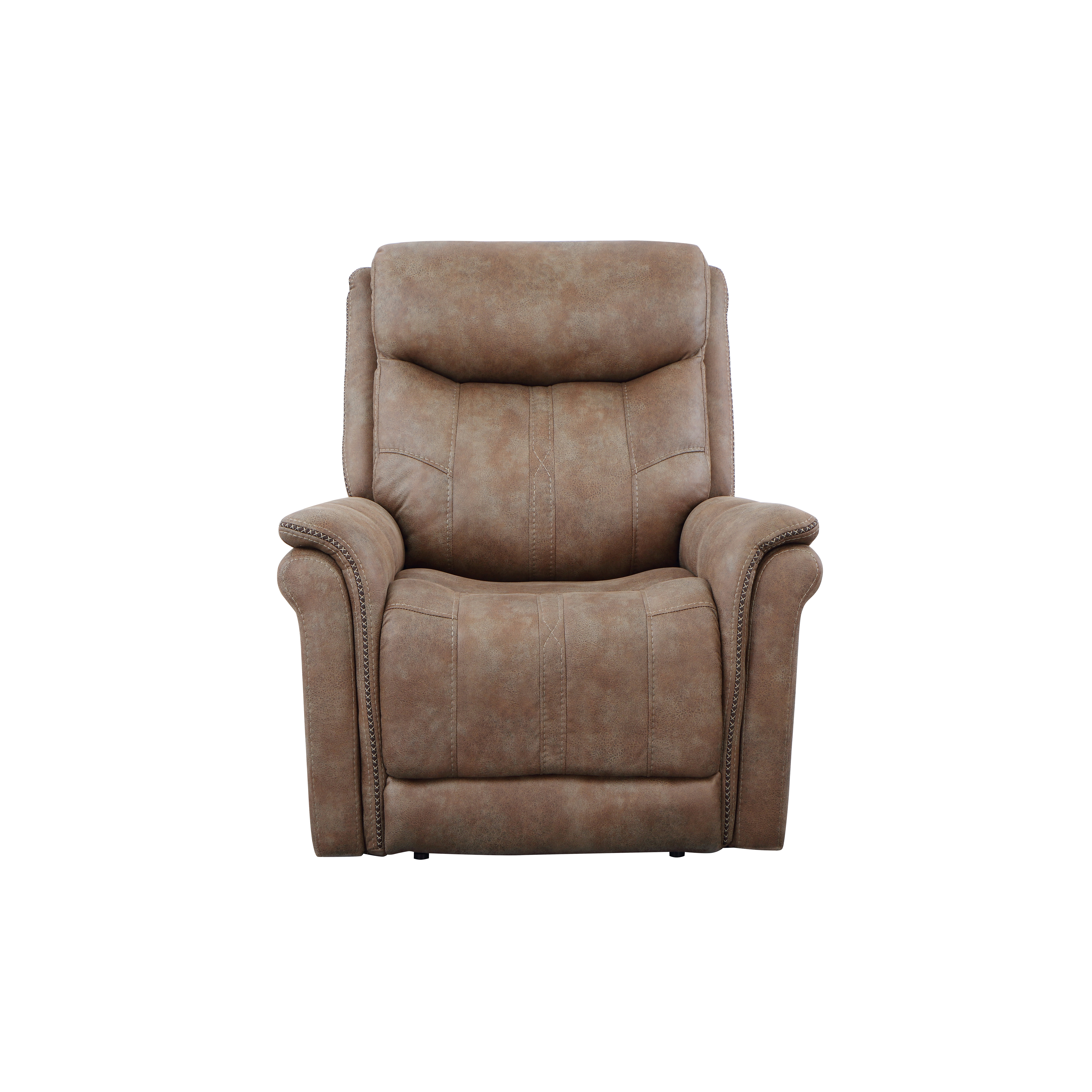 Luxurious Dual-Power Recliner - Warm Camel Faux-Suede, Power Footrest, Power Headrest - Meticulous Craftsmanship, Built-In USB Charging Port