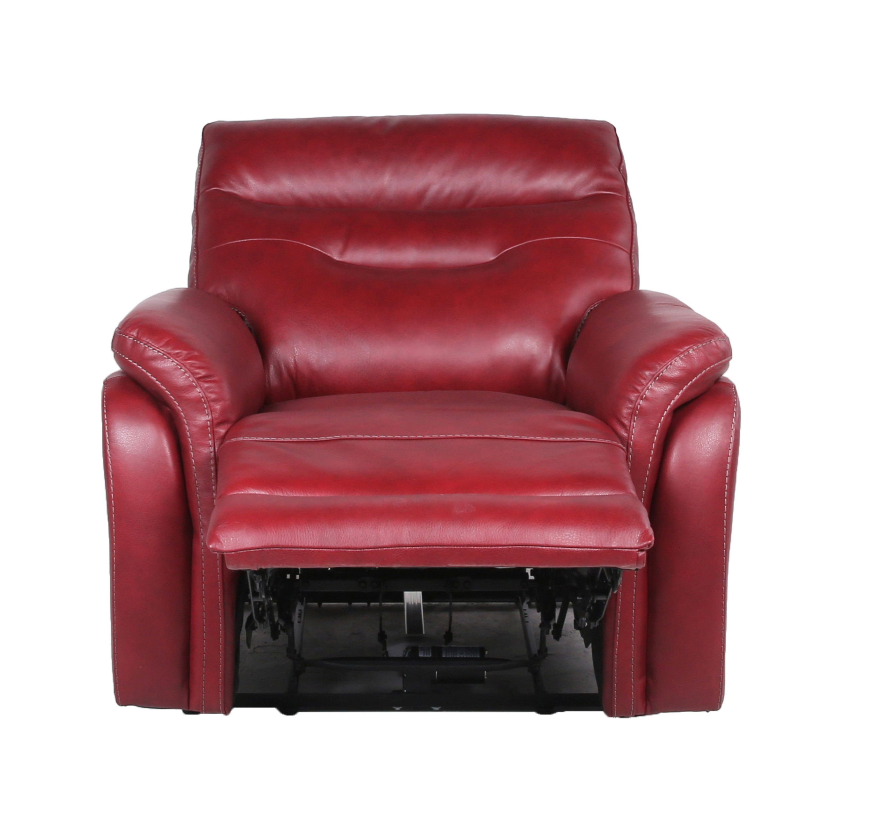 Top-Grain Leather Motion Recliner - Contemporary Style, Control Panel - USB Charging, Home Button - Wine or Coffee Color