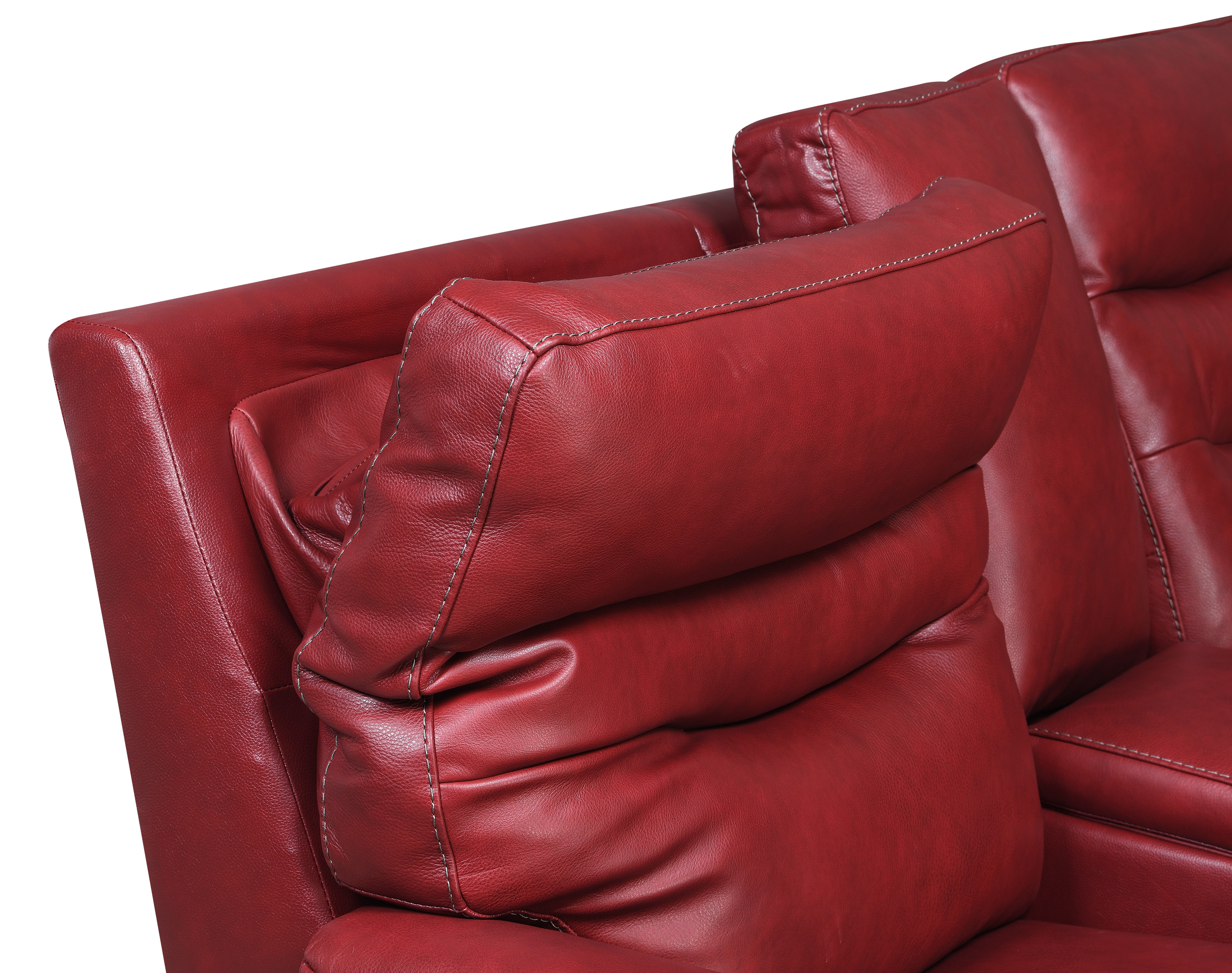 Contemporary Wine Top-Grain Leather Motion Set - Power Recline, USB Charging - Ultimate Comfort and Style