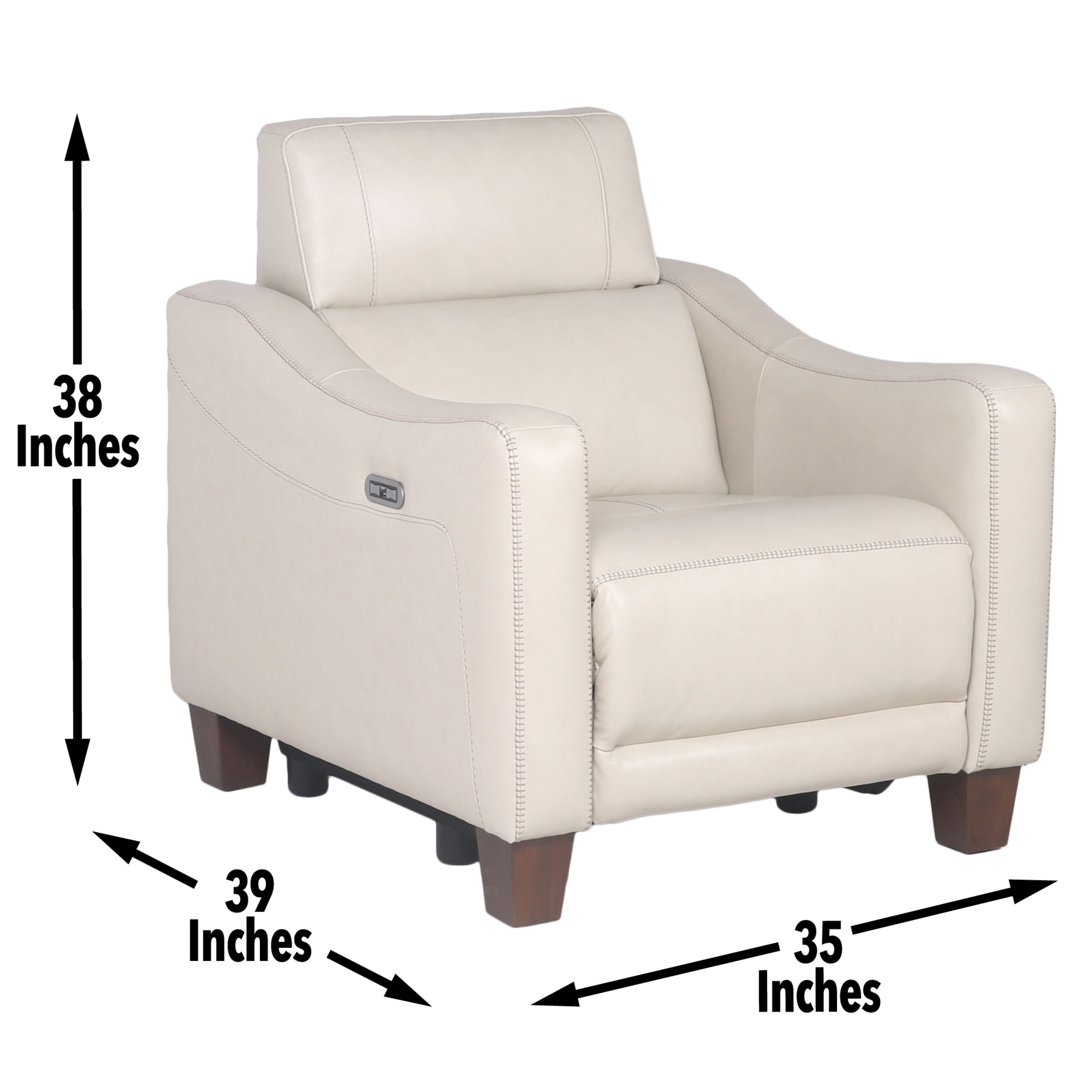 Dual-Power Recliner: Transitional Design, Top Grain Leather, Wall-Saver Mechanism, Comfort in Ivory