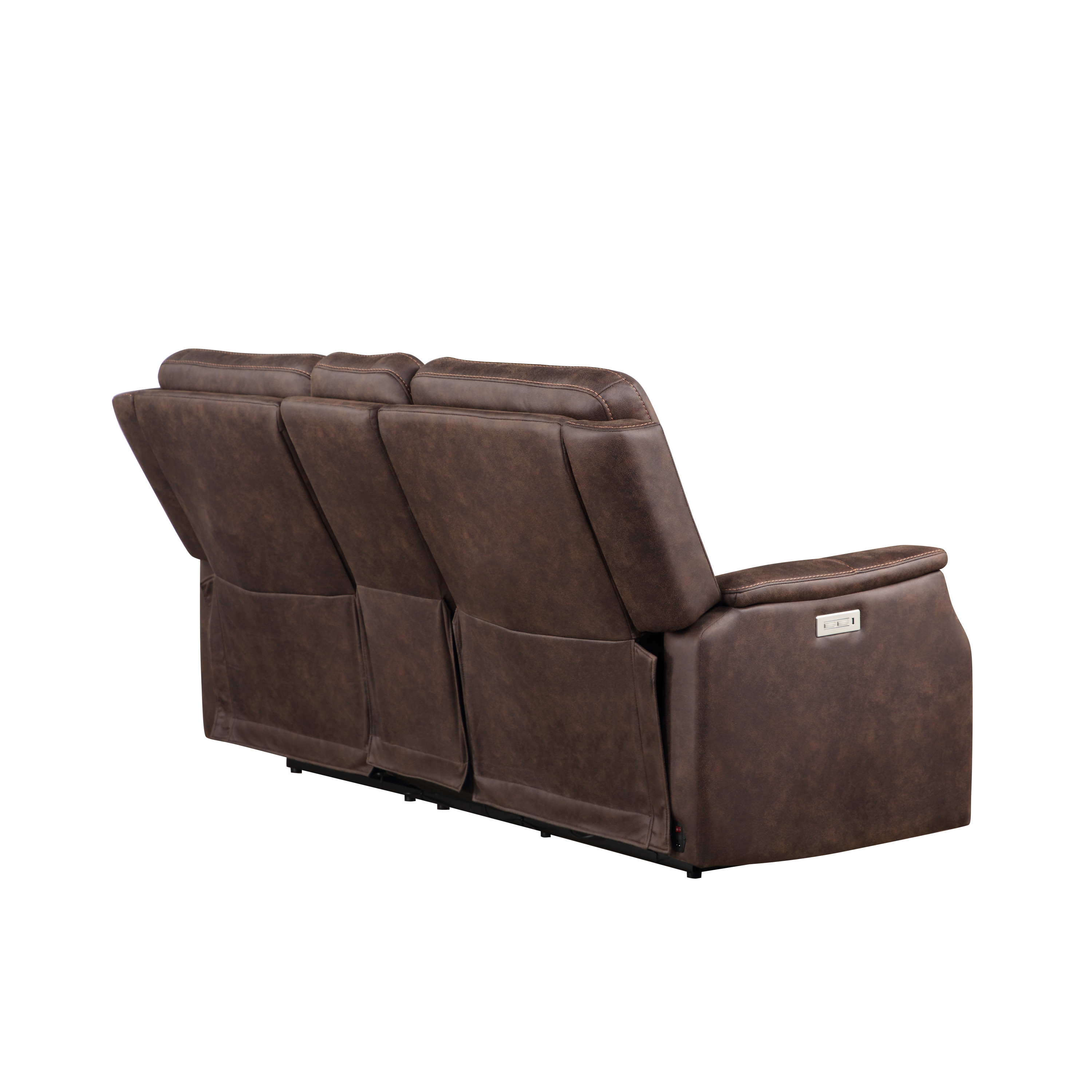 Tailored Power Console Loveseat - Nubuck-Like Leatherette, Power Headrest, Power Footrest - Contemporary Silhouette, Hidden Storage, USB Charging