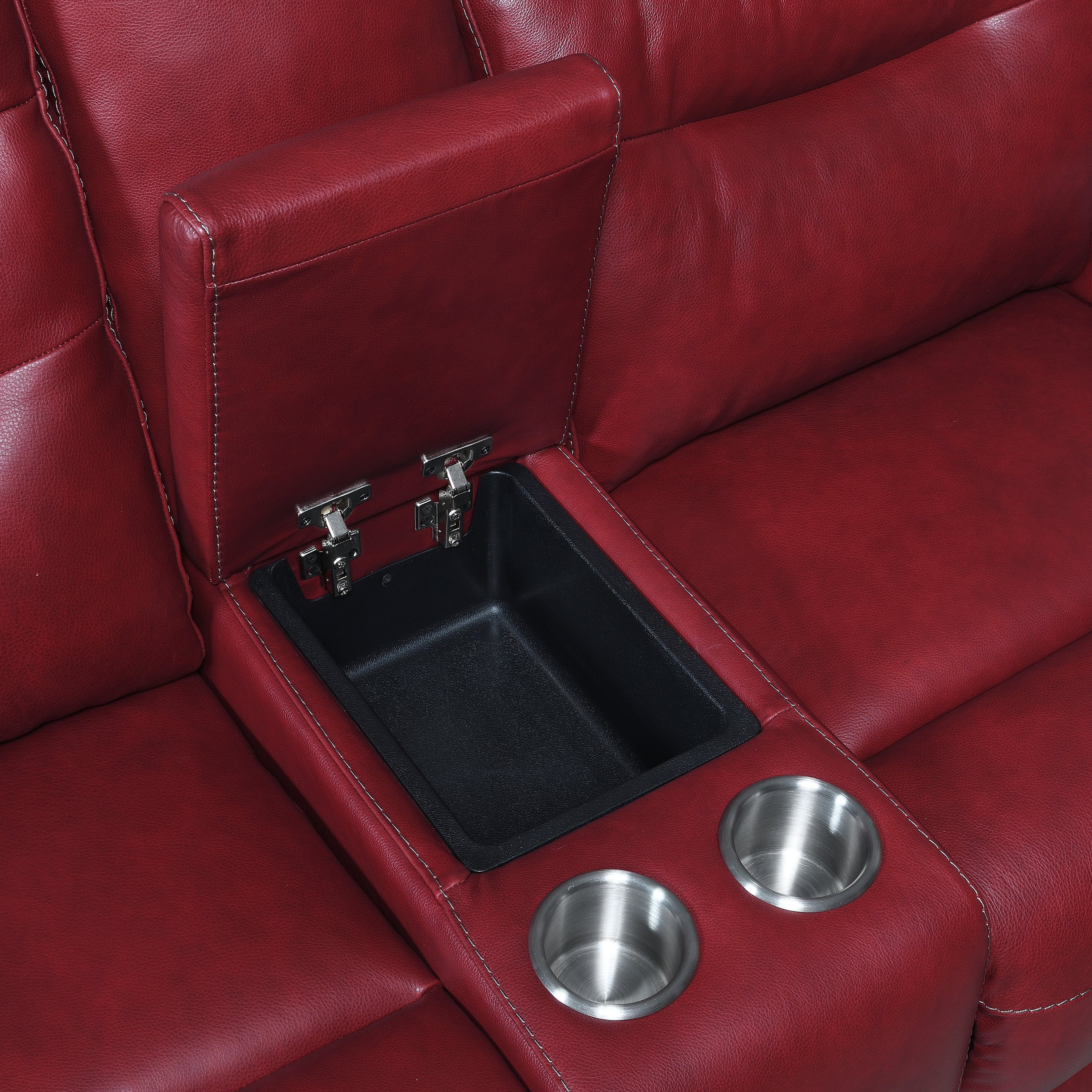 Contemporary Wine Top-Grain Leather Motion Set - Power Recline, USB Charging - Ultimate Comfort and Style